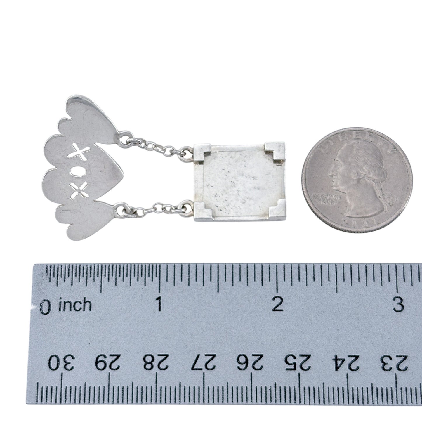 Vintage Sterling Silver 925 XOX Heart Charm Picture Holder