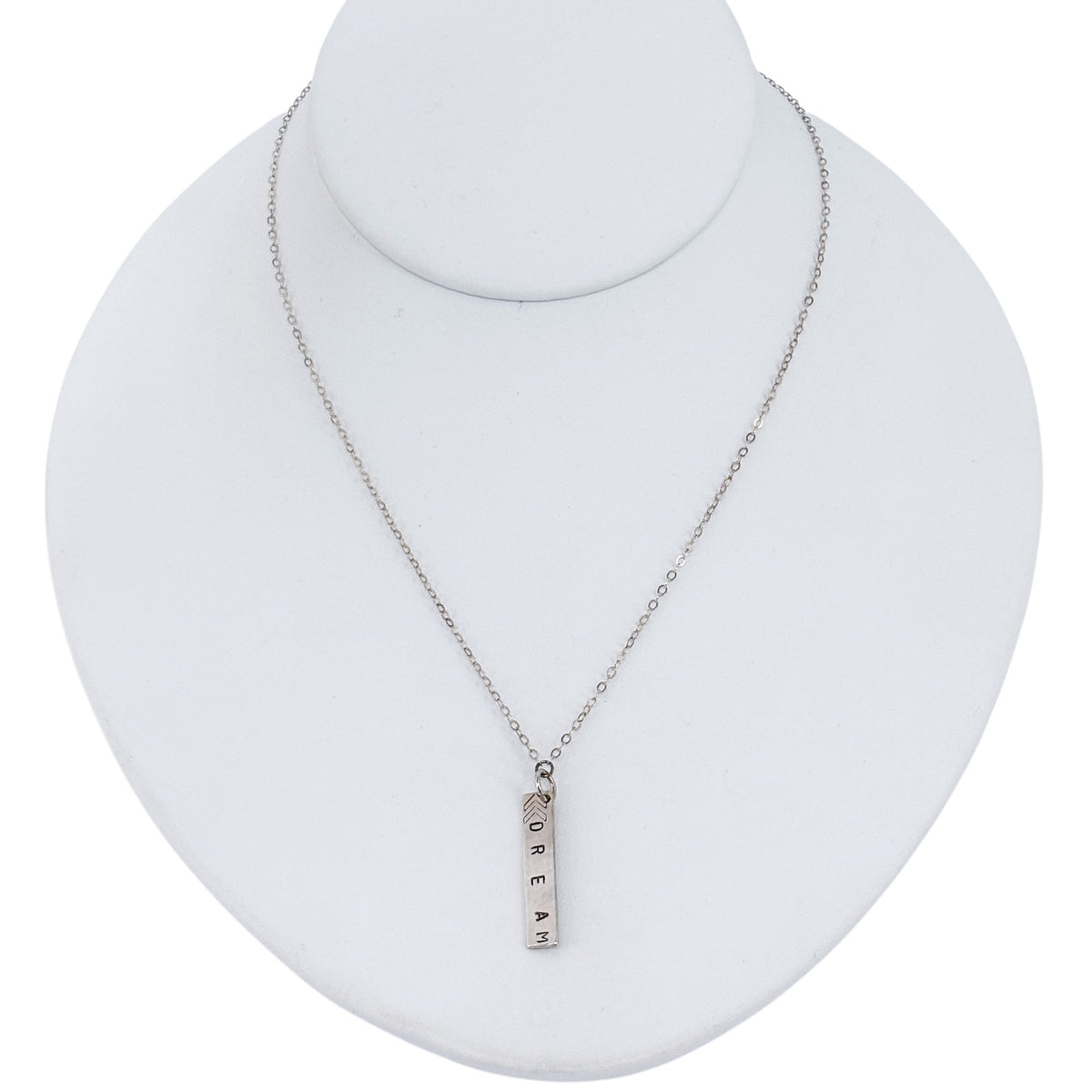 Silver Plated "Dream" Bar Pendant Necklace 19.5"