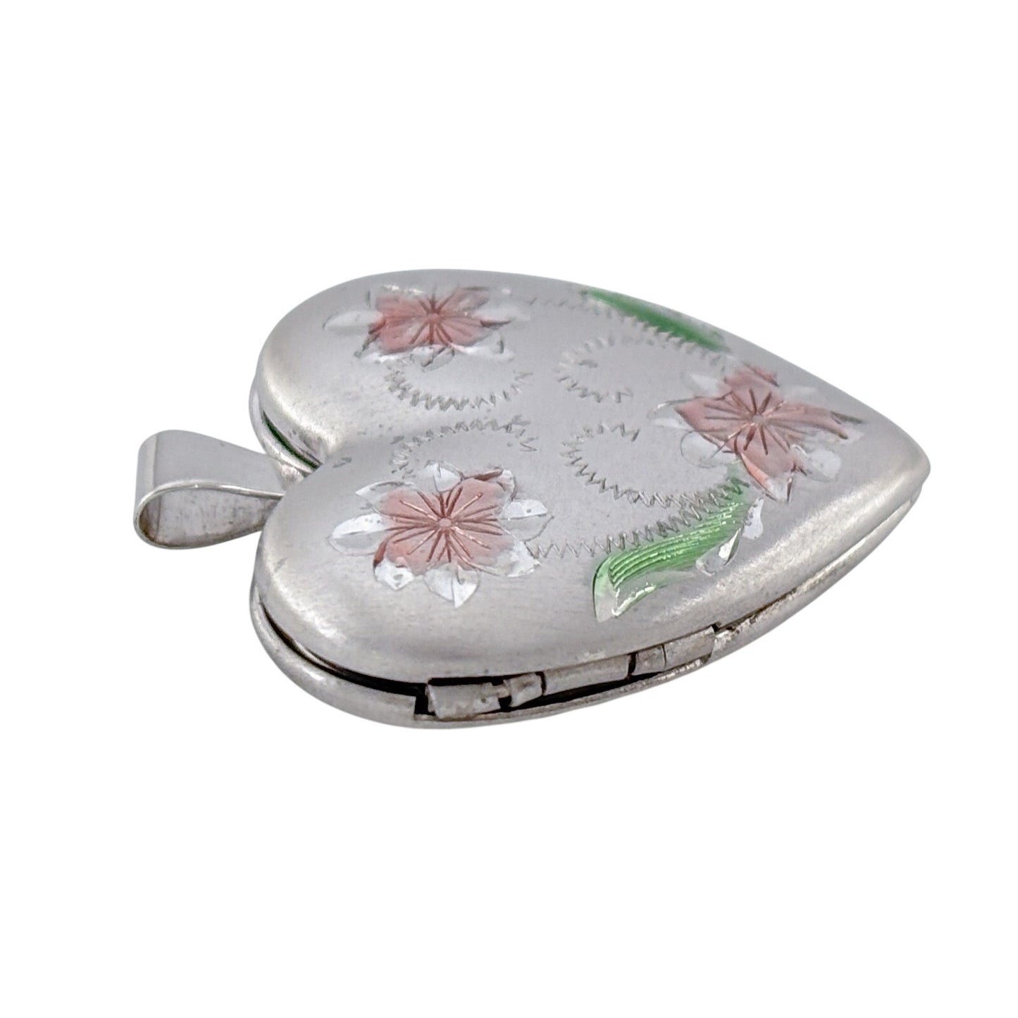Vintage Sterling Silver 925 Etched Floral Locket Pendant