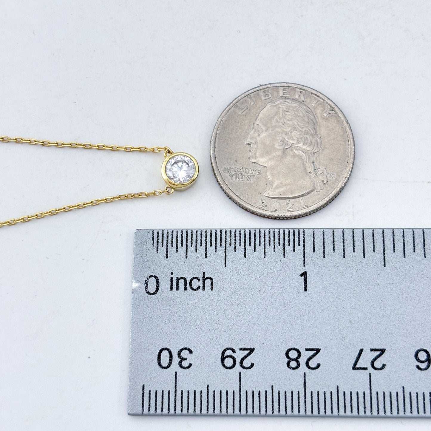 Vintage Gold-Tone Sterling Silver Cubic Zirconia Necklace 13.5" 14.5", 15.5"