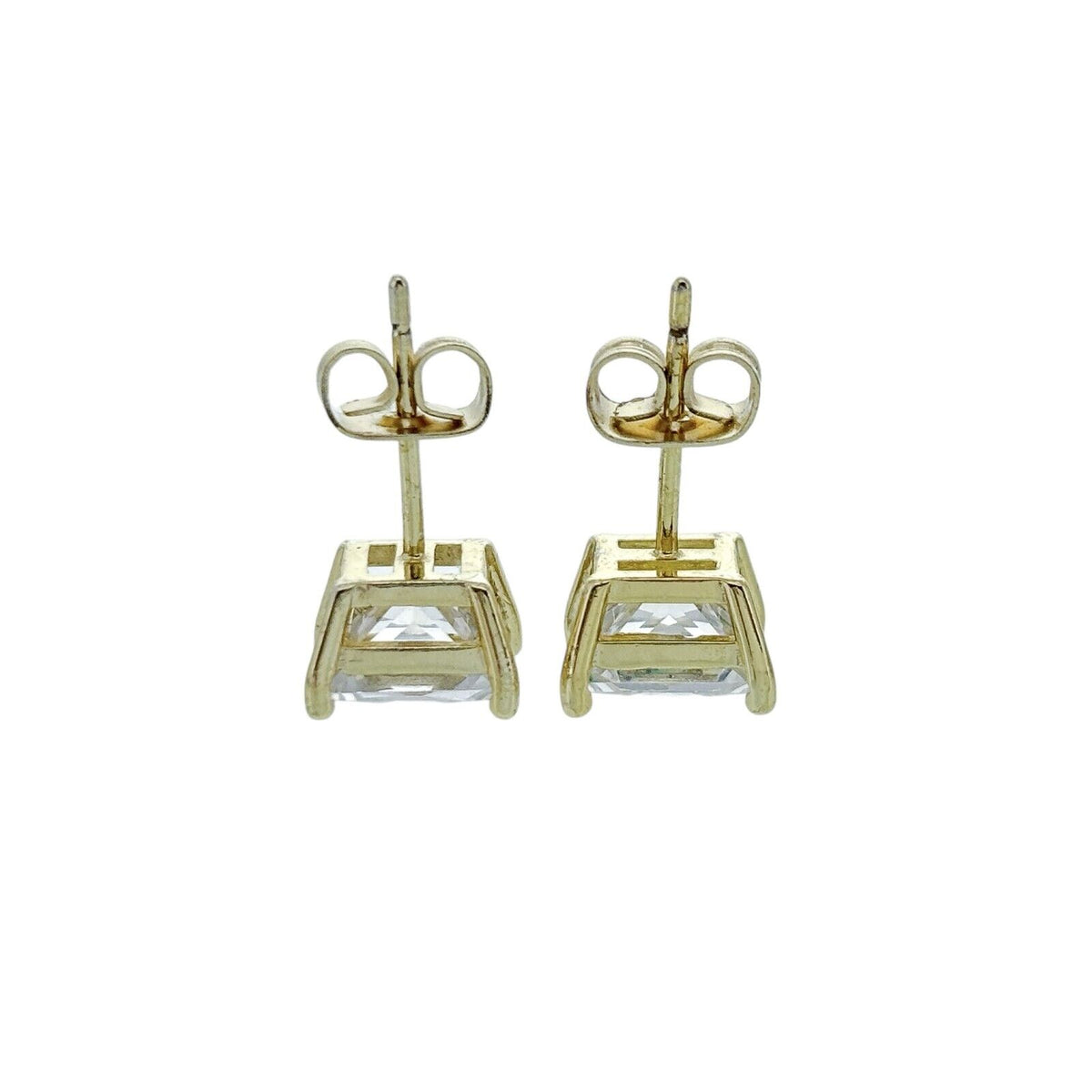 Vintage Gold-Tone Square Cubic Zirconia Stud Earrings