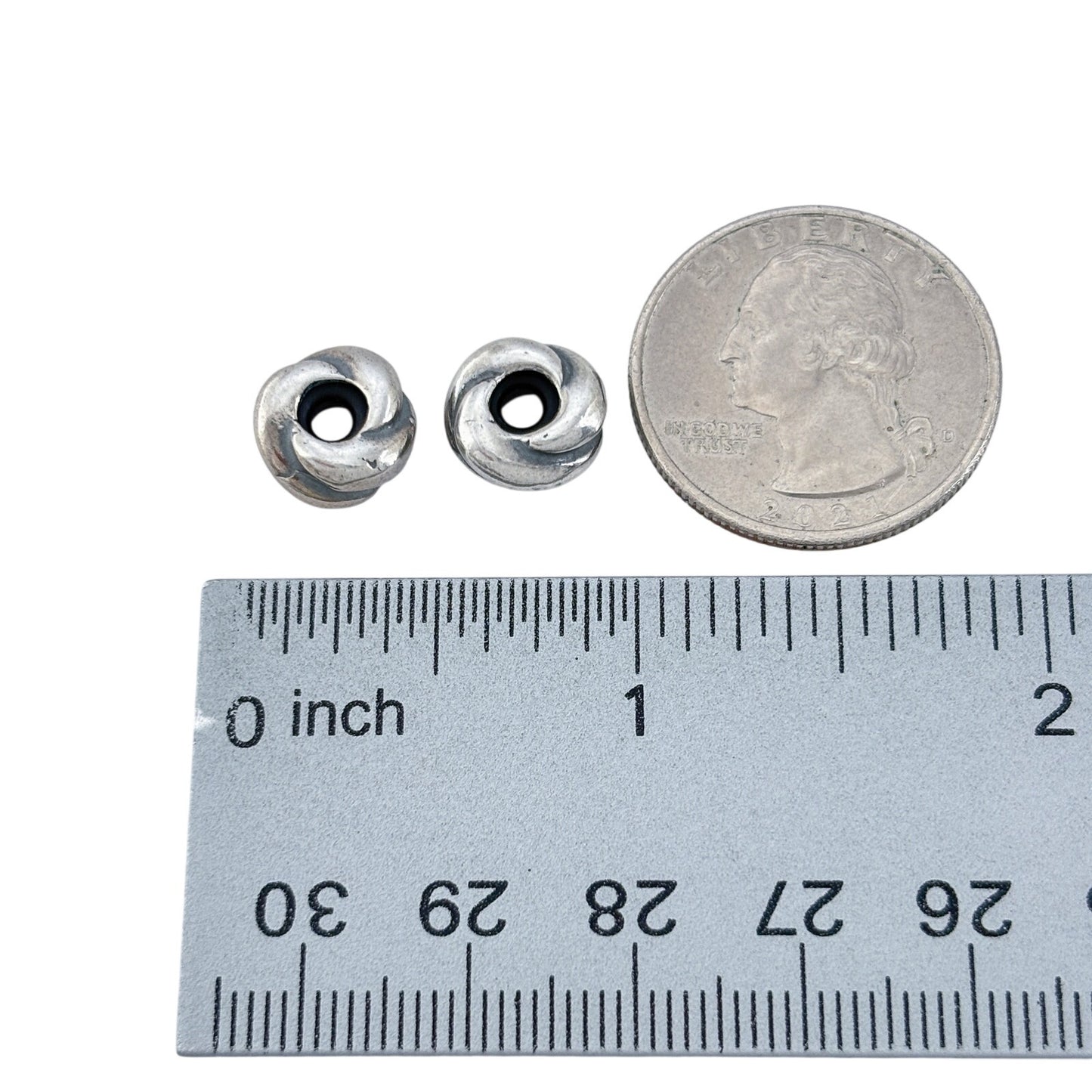 Vintage Sterling Silver 925 Italy Swirl Spacer Beads Pair
