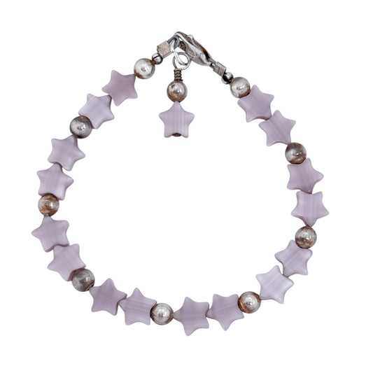 Child's Estate Sterling Silver 925 Purple Mother of Pearl Star Bracelet 5.5"