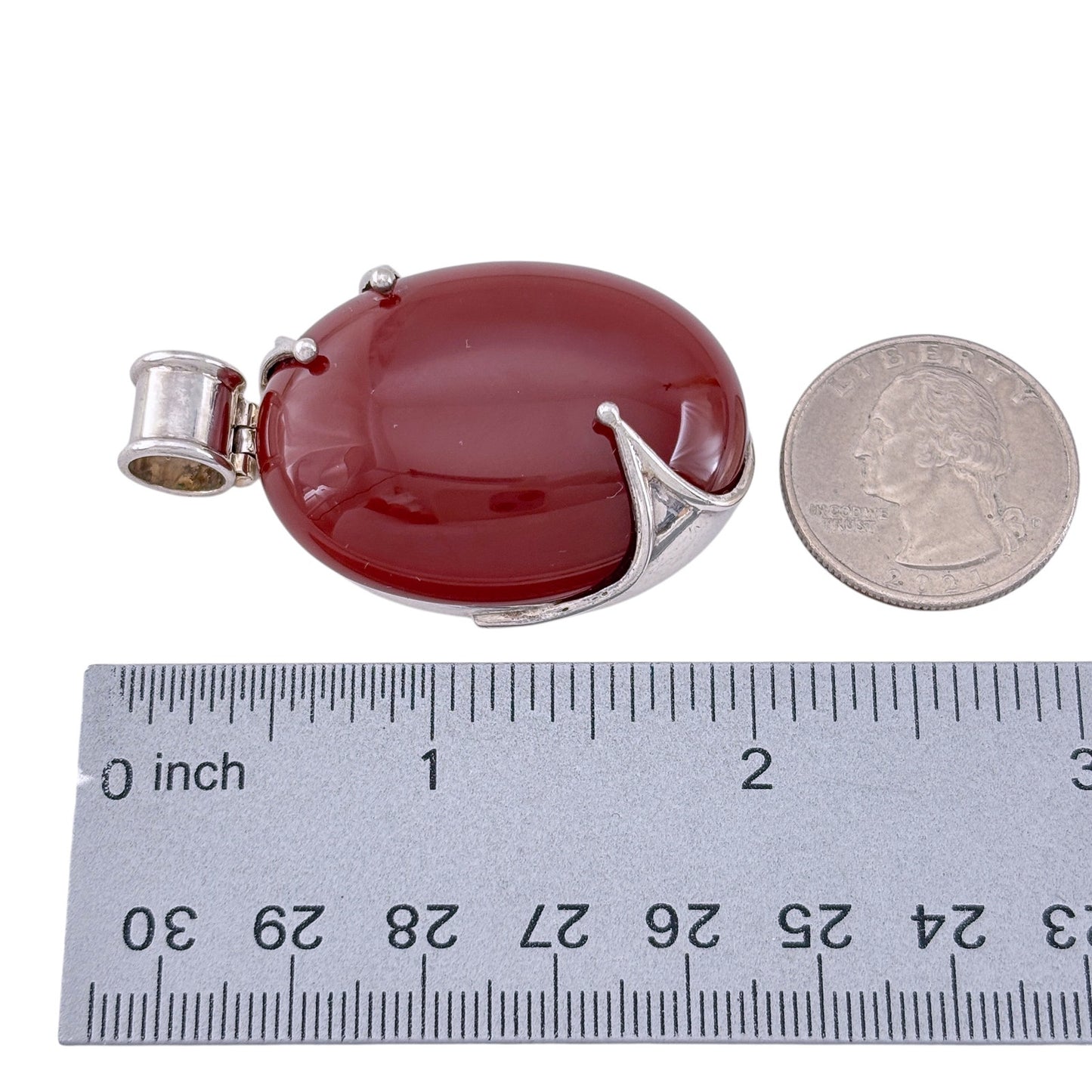 Vintage Sterling Silver 925 Carnelian Pendant