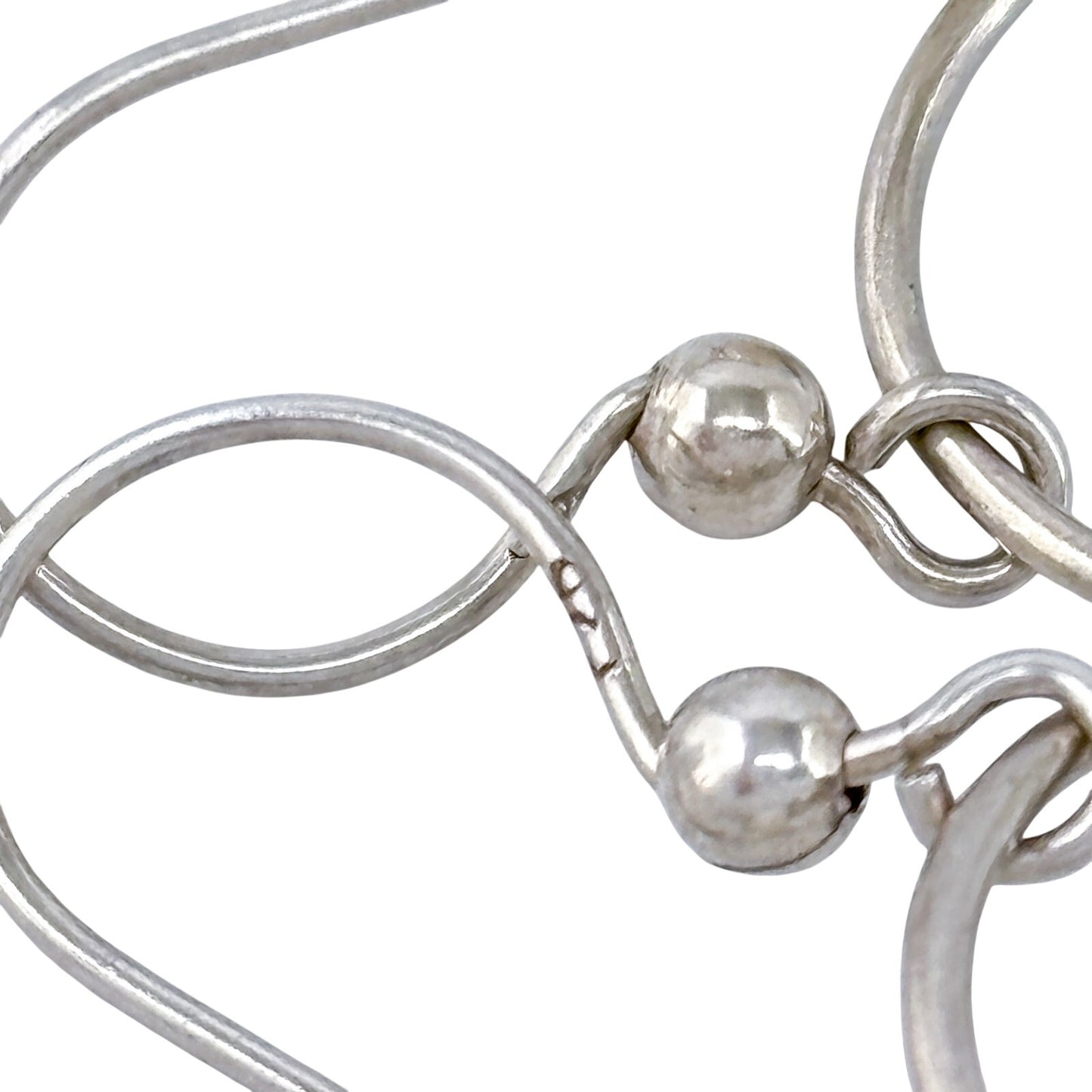 Estate Sterling Silver 925 White Pearl Hoop Earrings