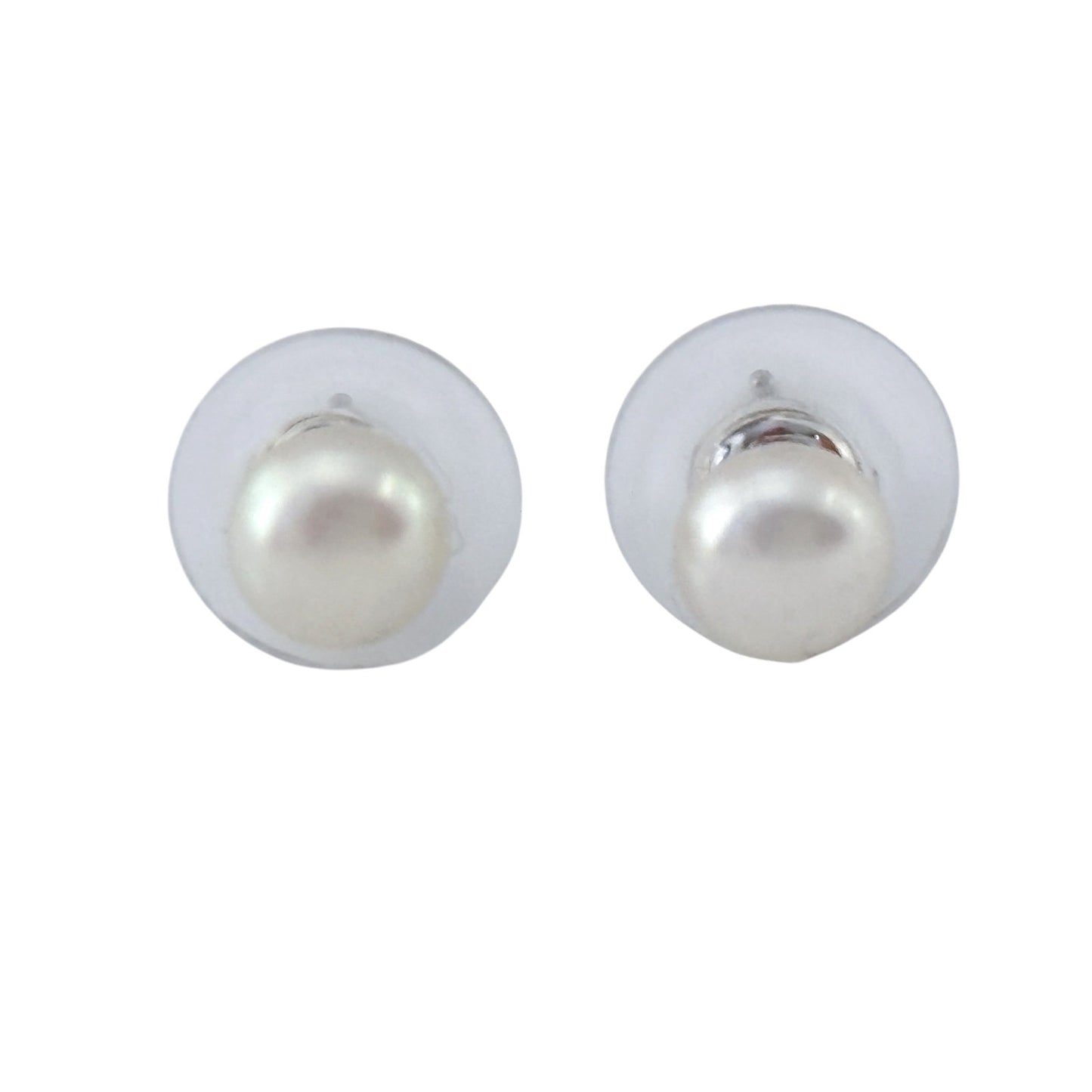 Vintage Sterling Silver White Imitation Pearl Stud Earrings