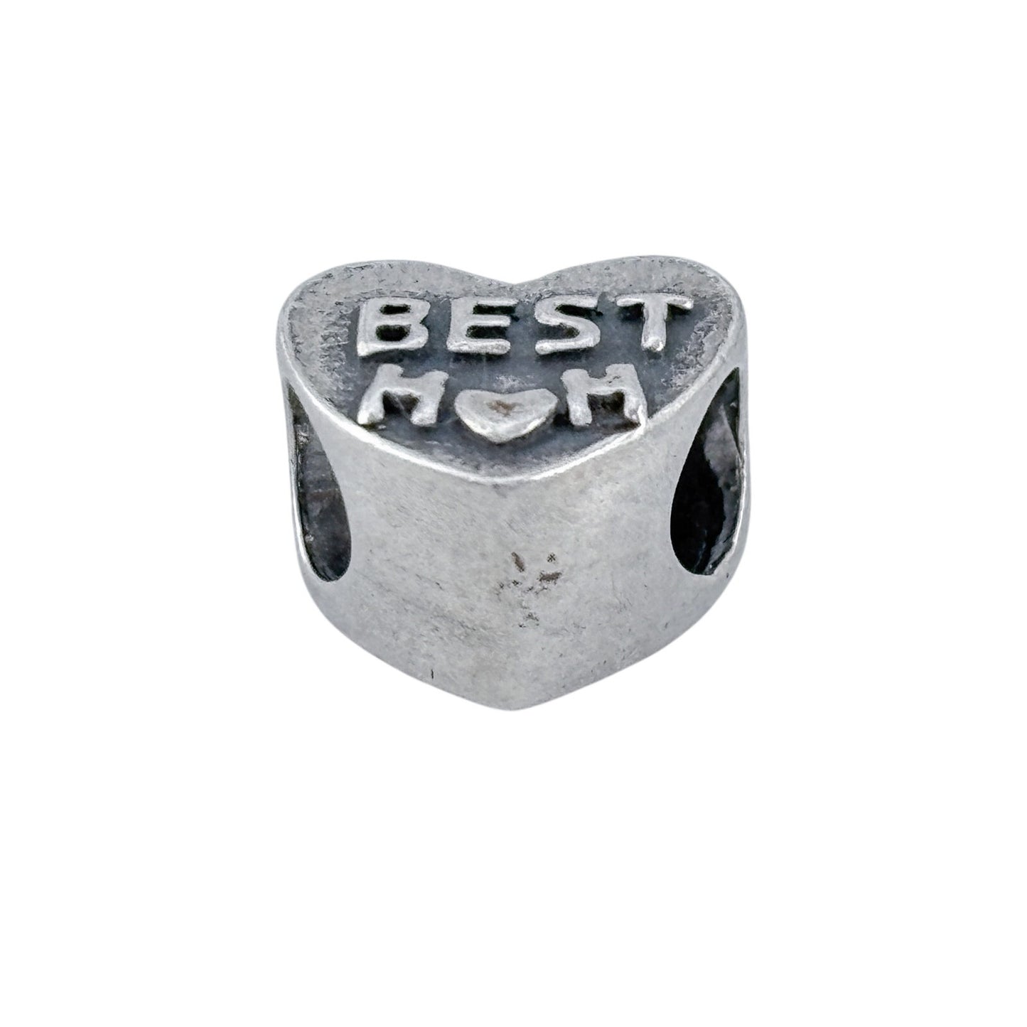 Vintage Sterling Silver 925 Best Mom Heart Slide Charm