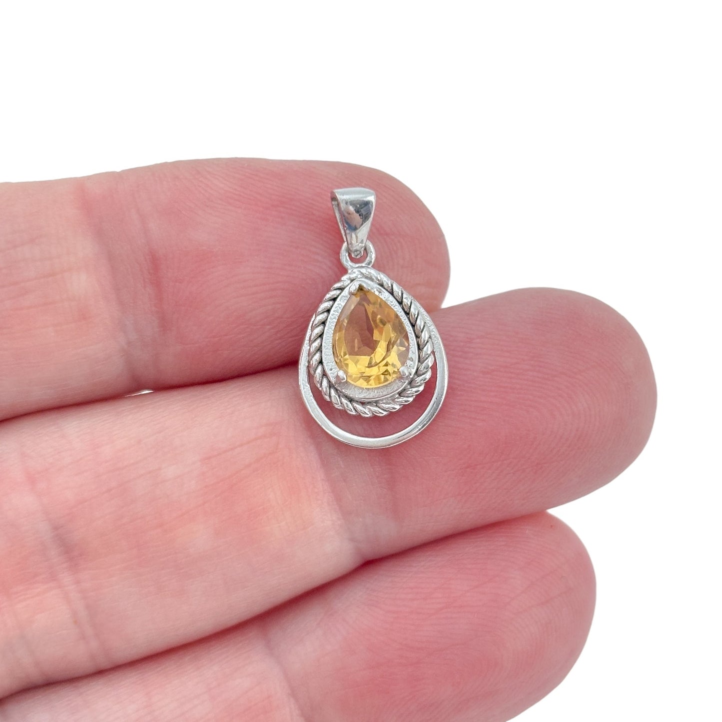 Vintage Sterling Silver 925 Citrine Pendant