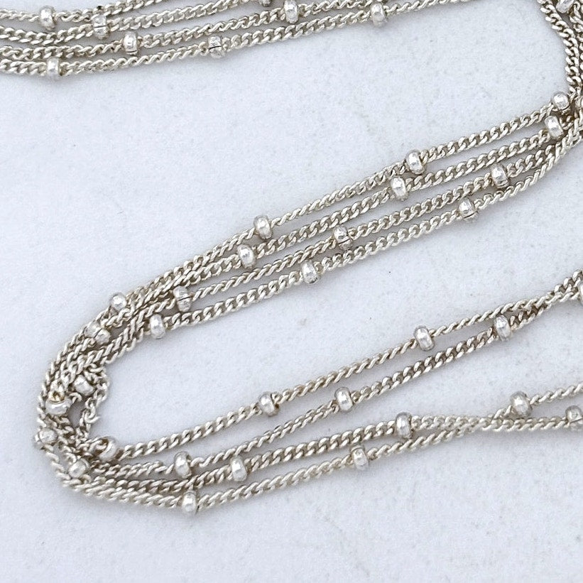 Vintage Sterling Silver 925 Multi Strand Bead Chain Necklace 18"