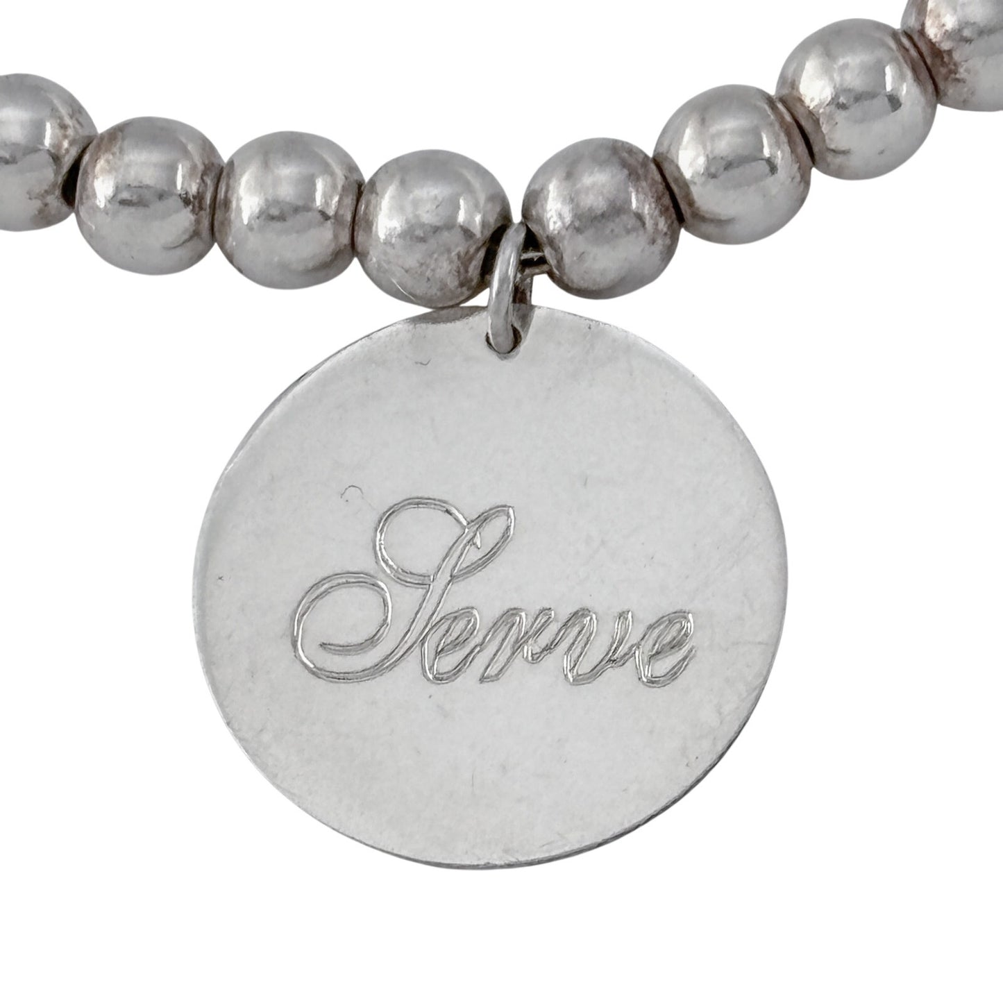 Vintage Sterling Silver 925 Serve Create Bead Bracelet Up To 8.5" Adjustable