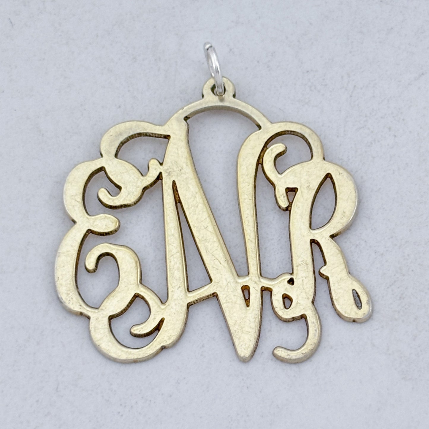 Vintage Gold-Tone Sterling Silver 925 ENR Monogram Pendant
