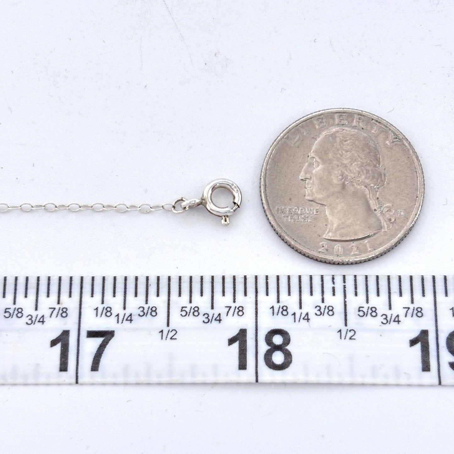 Vintage Sterling Silver 925 Blue Half Moon Pendant Necklace 18"