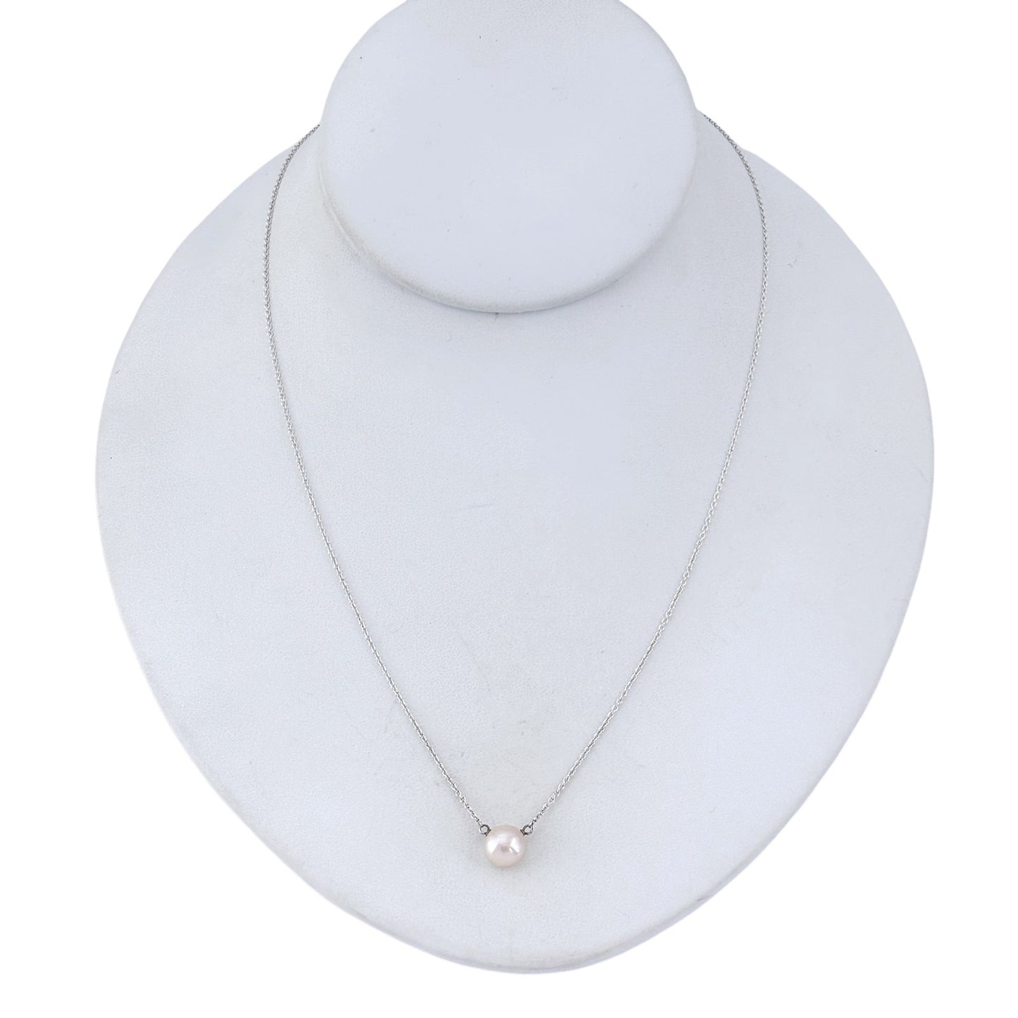 Vintage Sterling Silver 925 Pearl Pendant Necklace 18.5"