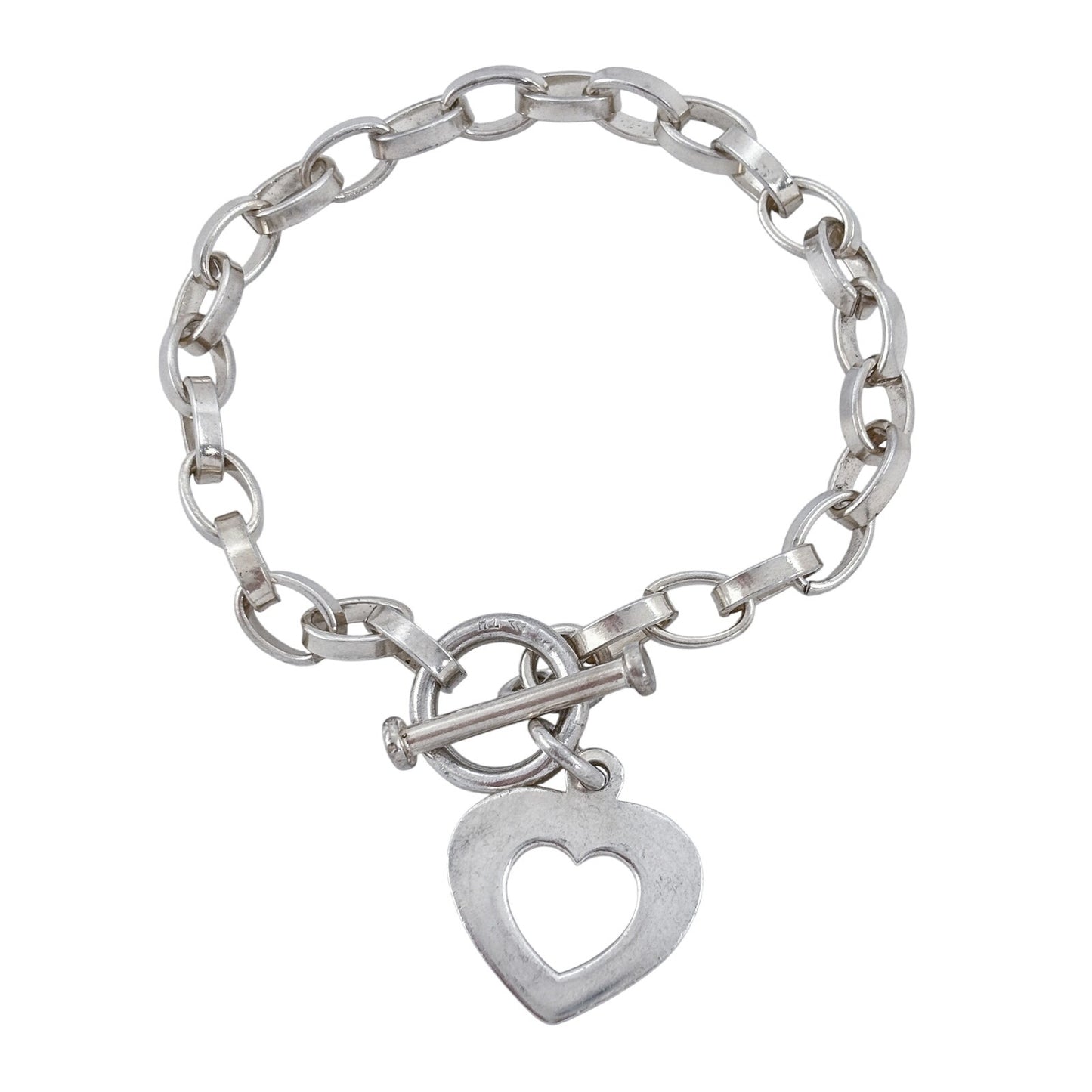 Vintage Silpada Sterling Silver 925 Heart Toggle Bracelet 7.5" B0992