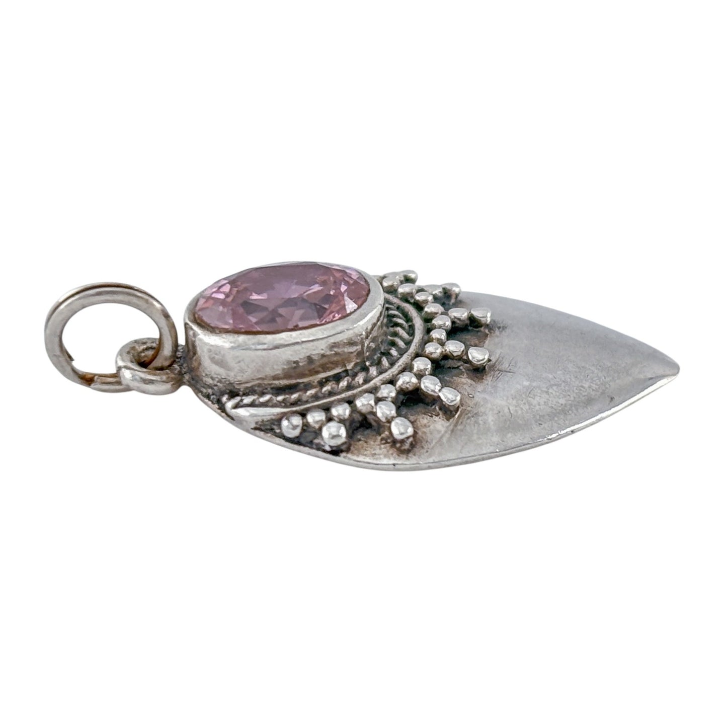 Vintage Sterling Silver 925 Morganite Pendant