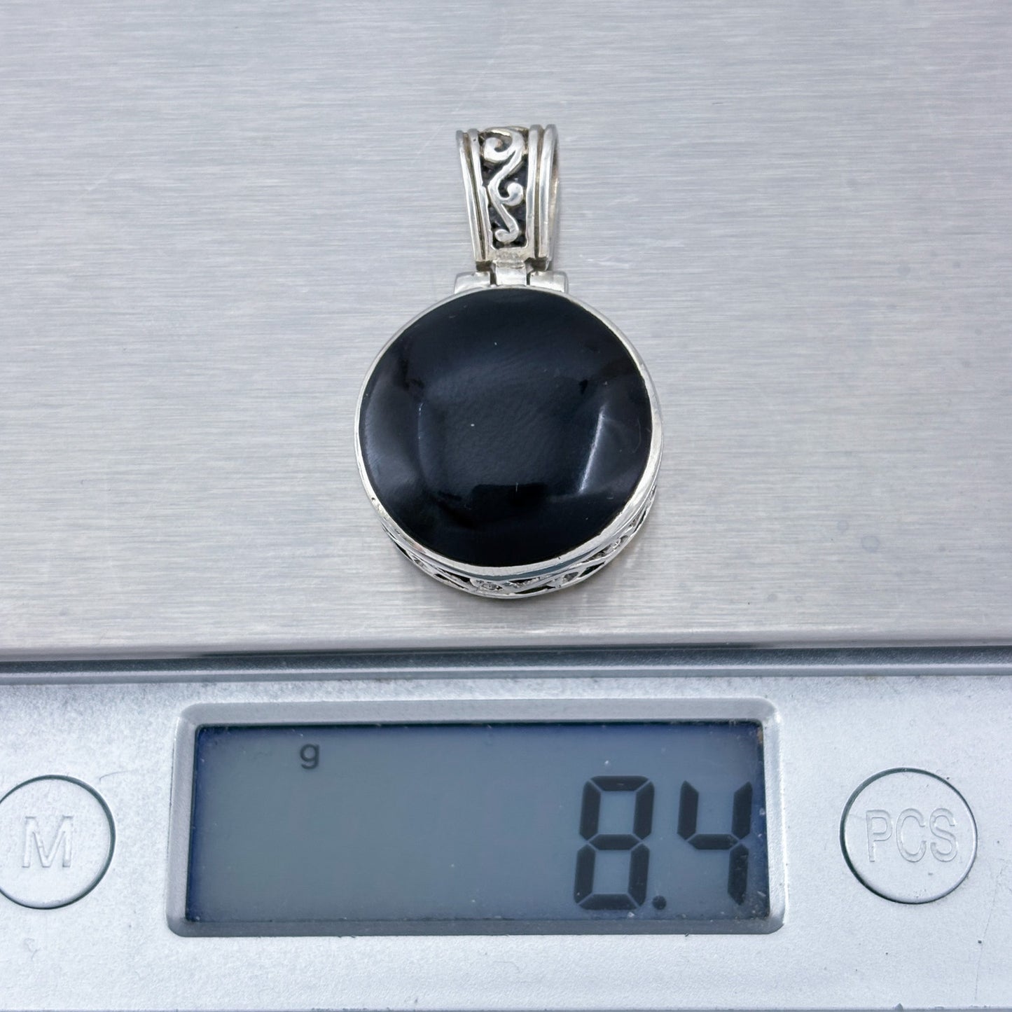 Vintage Sterling Silver 925 Black Onyx Pendant