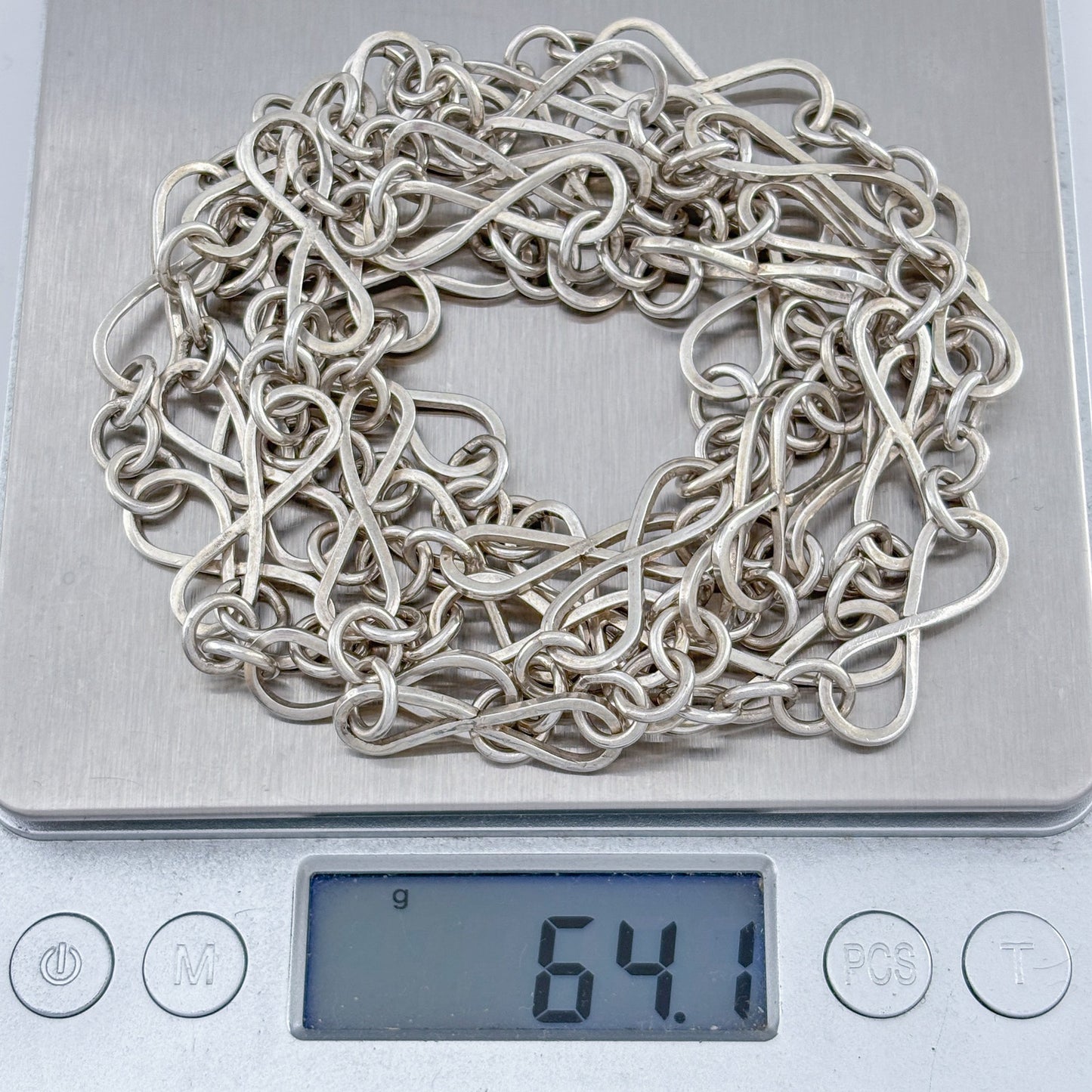 Vintage Sterling Silver 925 Infinity Link Chain Necklace 55"