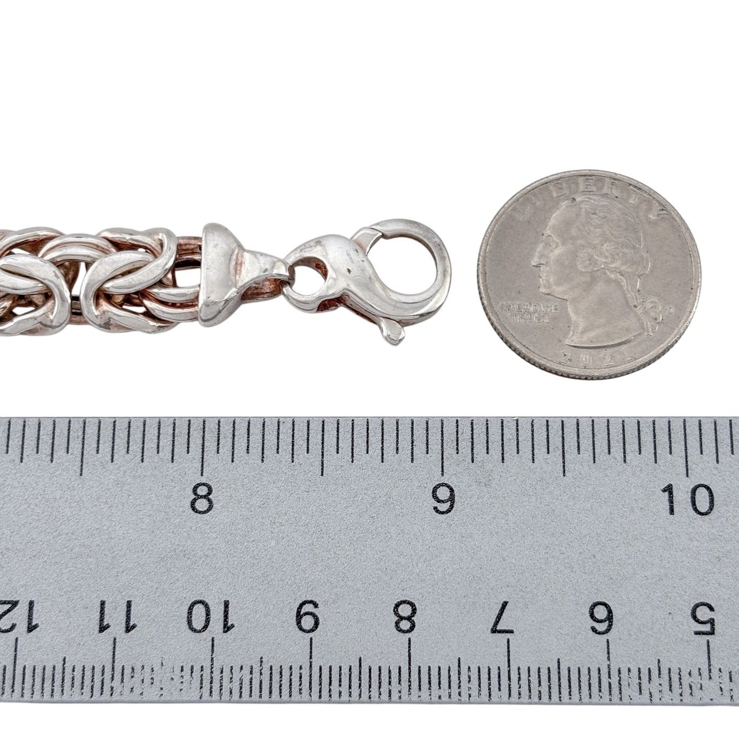 Vintage Sterling Silver 925 Byzantine Link Bracelet 9"