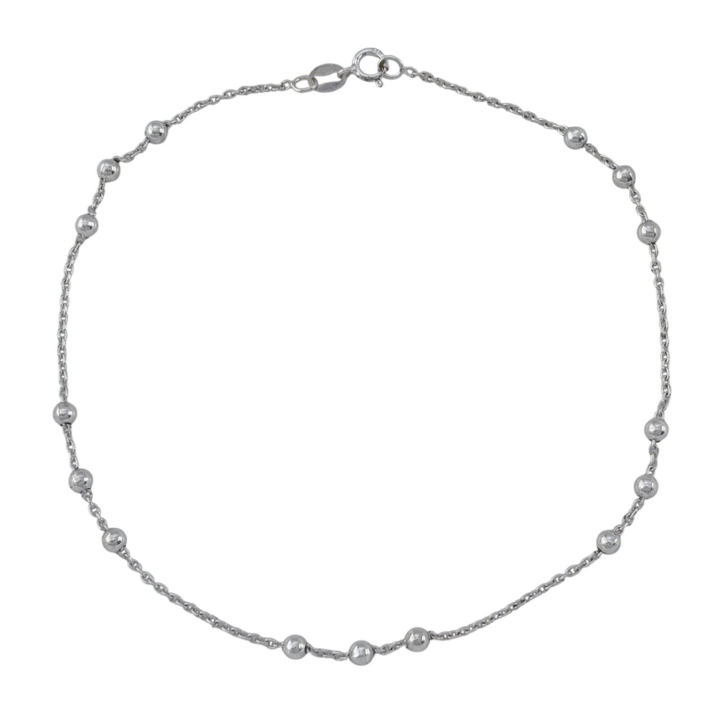 Vintage Italian Sterling Silver 925 Beaded Anklet 10"