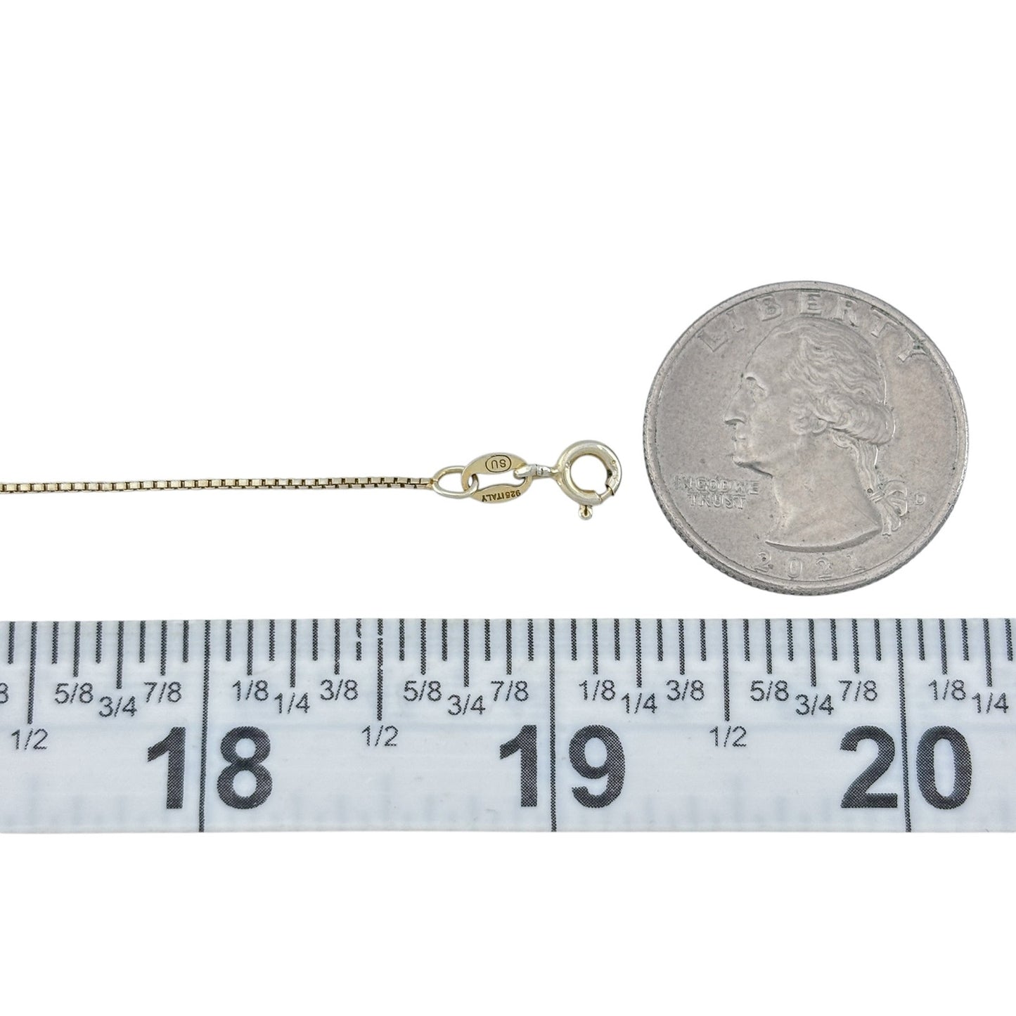 Vintage Italian Gold-Tone Sterling Silver 925 Box Chain Necklace 19"