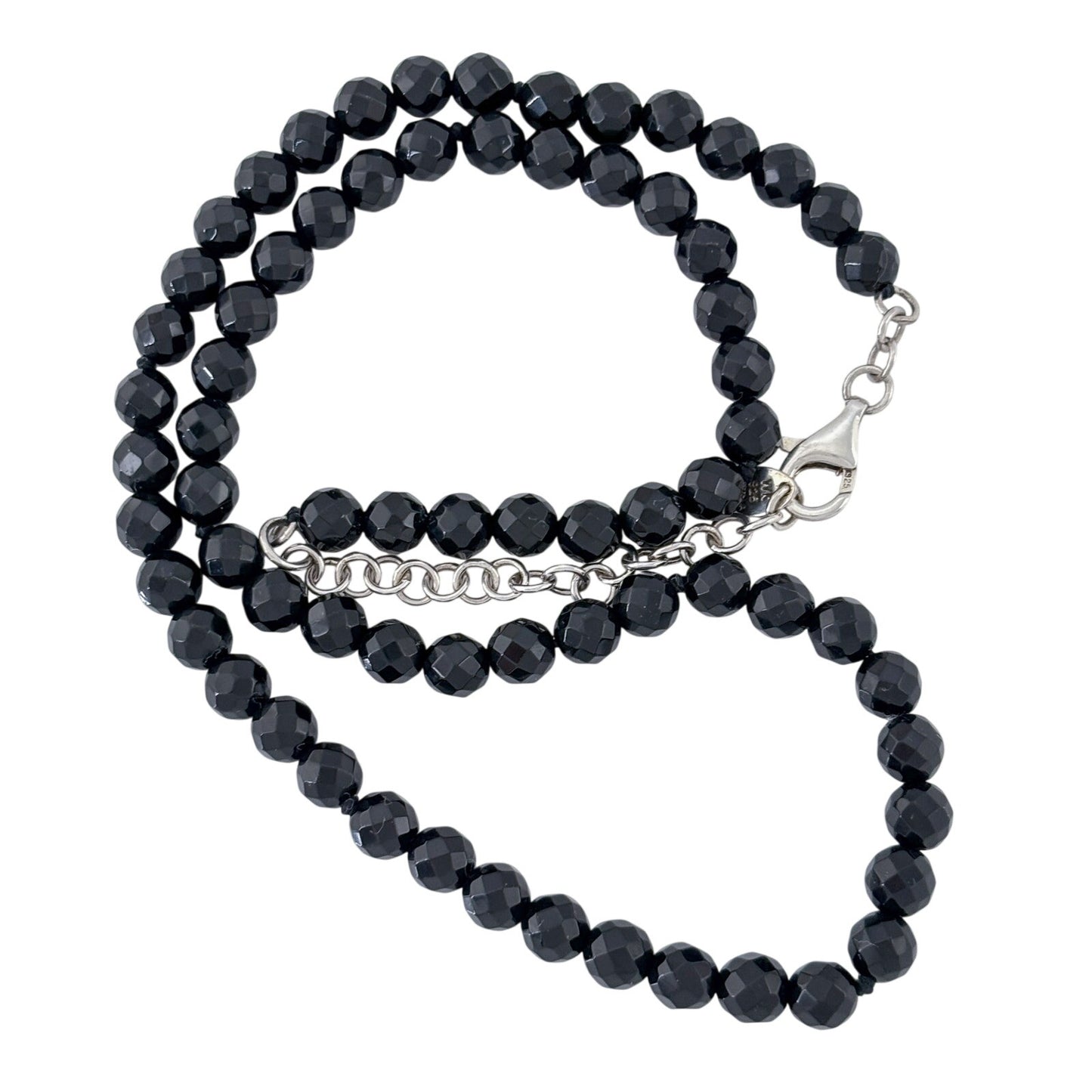 Vintage Black Faceted Spinel Bead Necklace 18"-20"