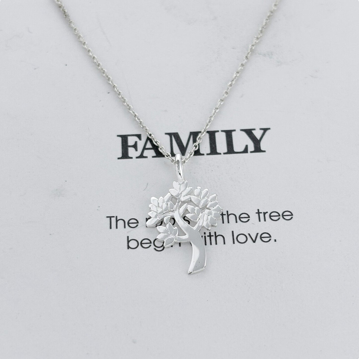 Vintage Sterling Silver 925 Family Tree Pendant Necklace 16"-18"