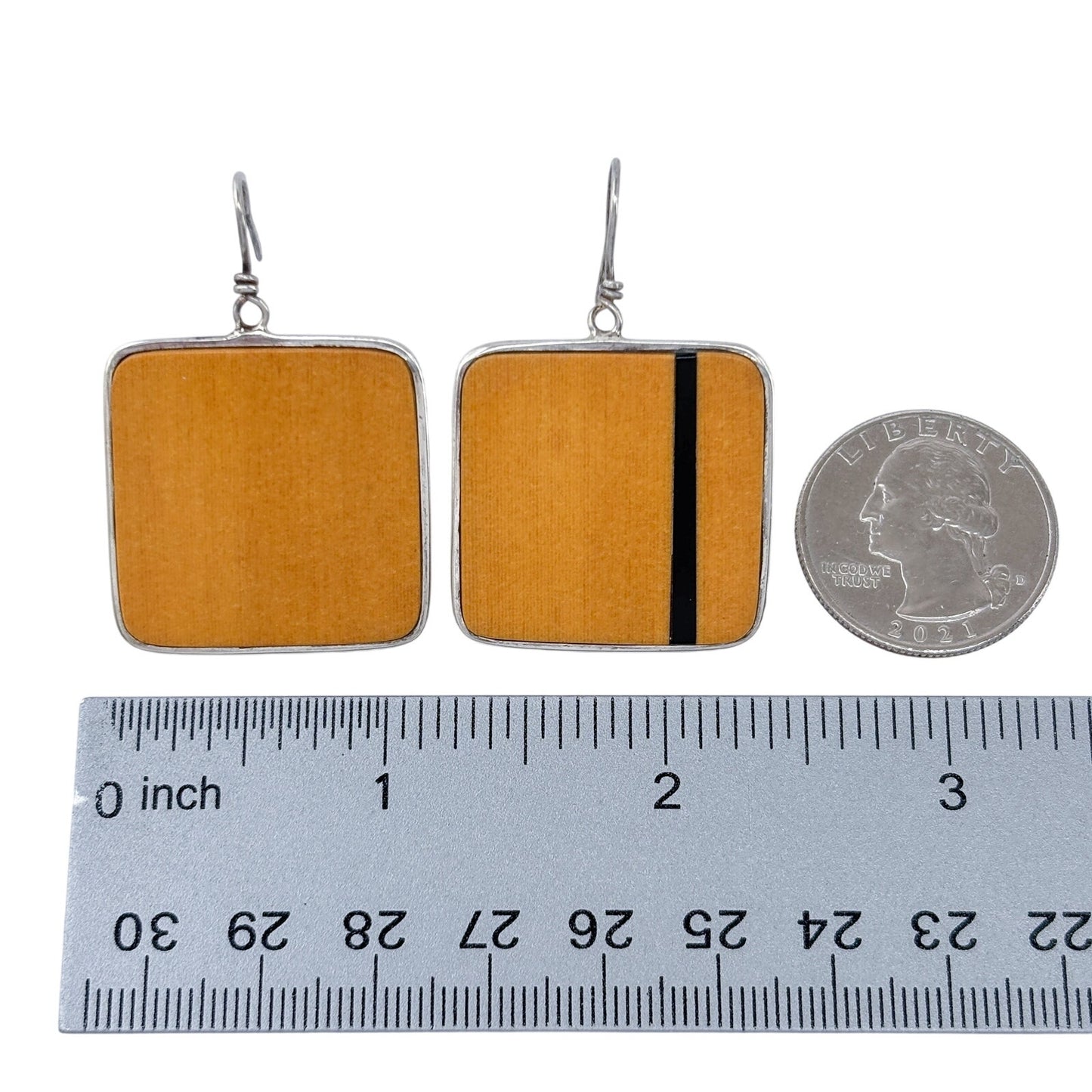 Vintage Sterling Silver 925 Bamboo Ebony Inlay Earrings