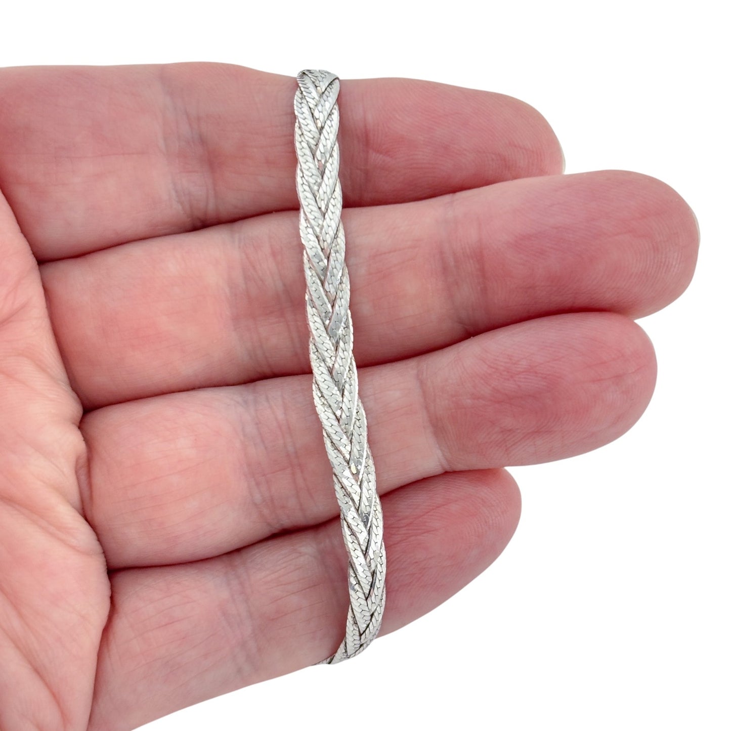 Vintage Italian Sterling Silver 925 Braided Chain Bracelet 7.5"