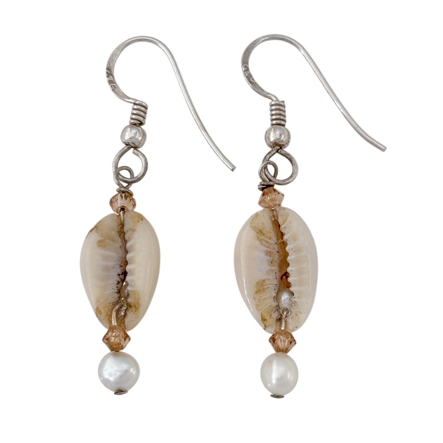 Vintage Sterling Silver 925 Pearl Shell Earrings