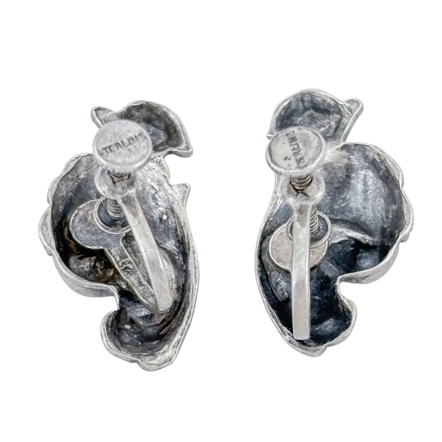 Vintage Sterling Silver 925 Ornate Scroll Screwback Earrings