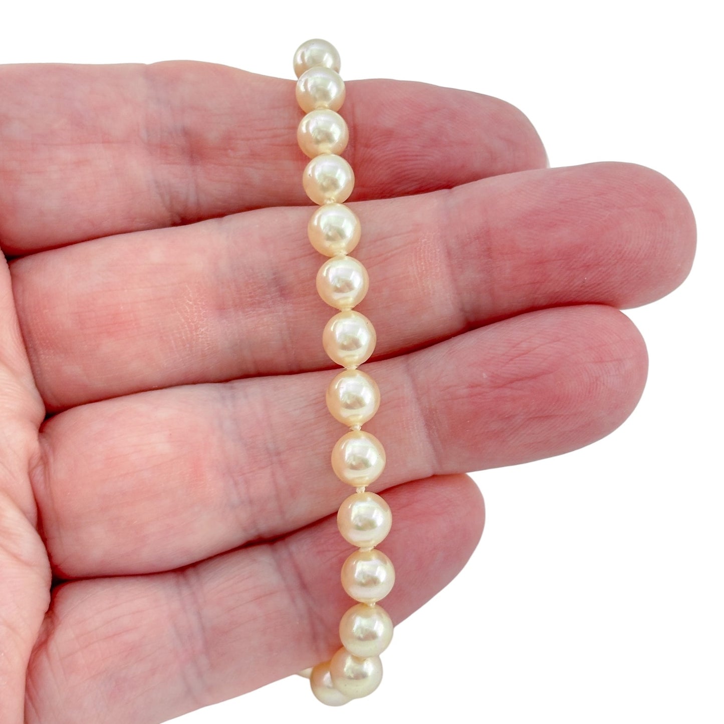Vintage Gold-Tone Sterling Silver 925 Pearl Bracelet 7"