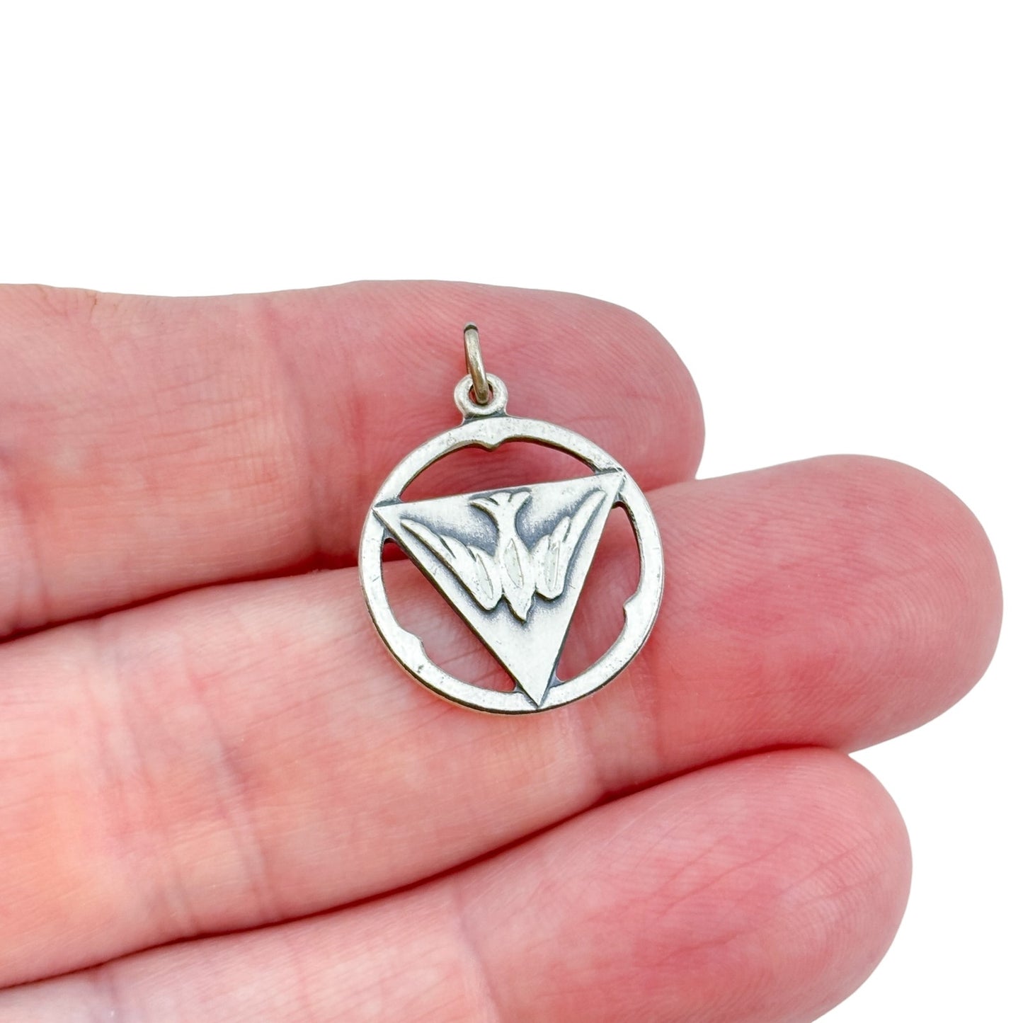 Vintage Sterling Silver 925 Triangle Dove Pendant