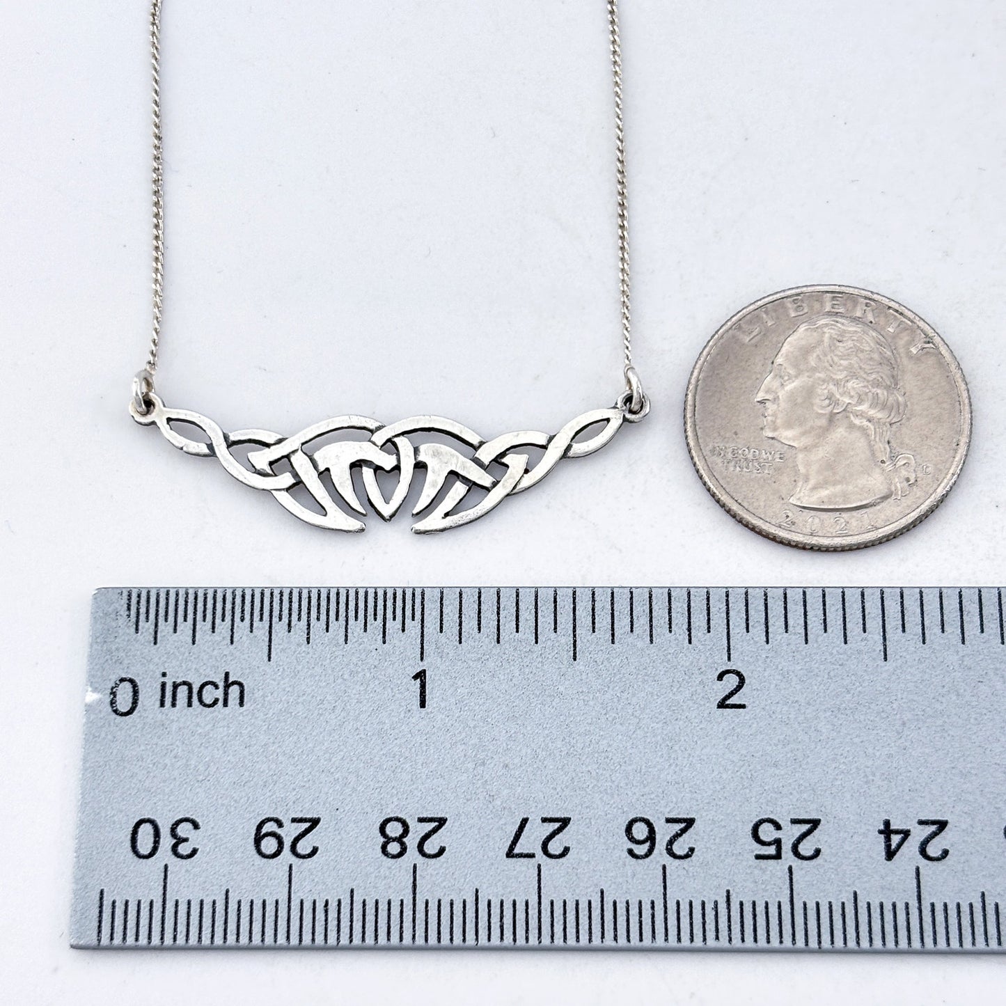 Vintage Sterling Silver 925 Celtic Knot Pendant Necklace 19"