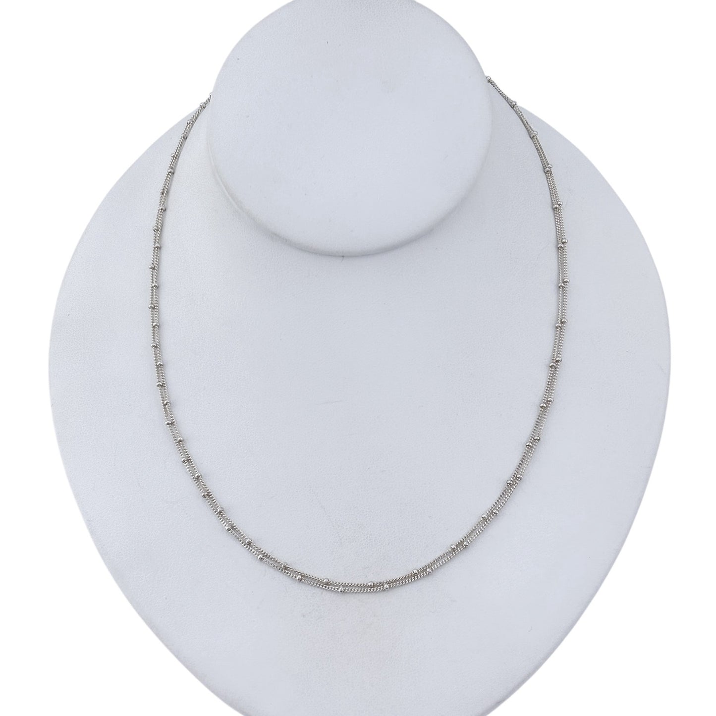 Vintage Sterling Silver 925 Multi Strand Bead Chain Necklace 18"
