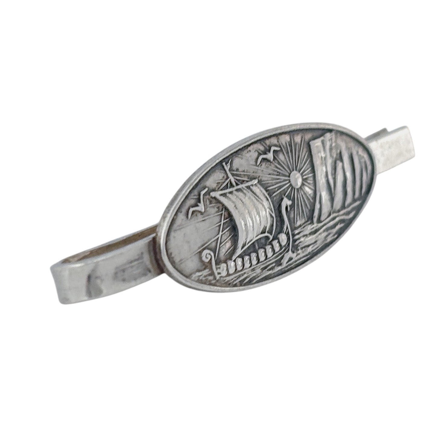 Vintage 830 Silver Viking Ship Tie Clip