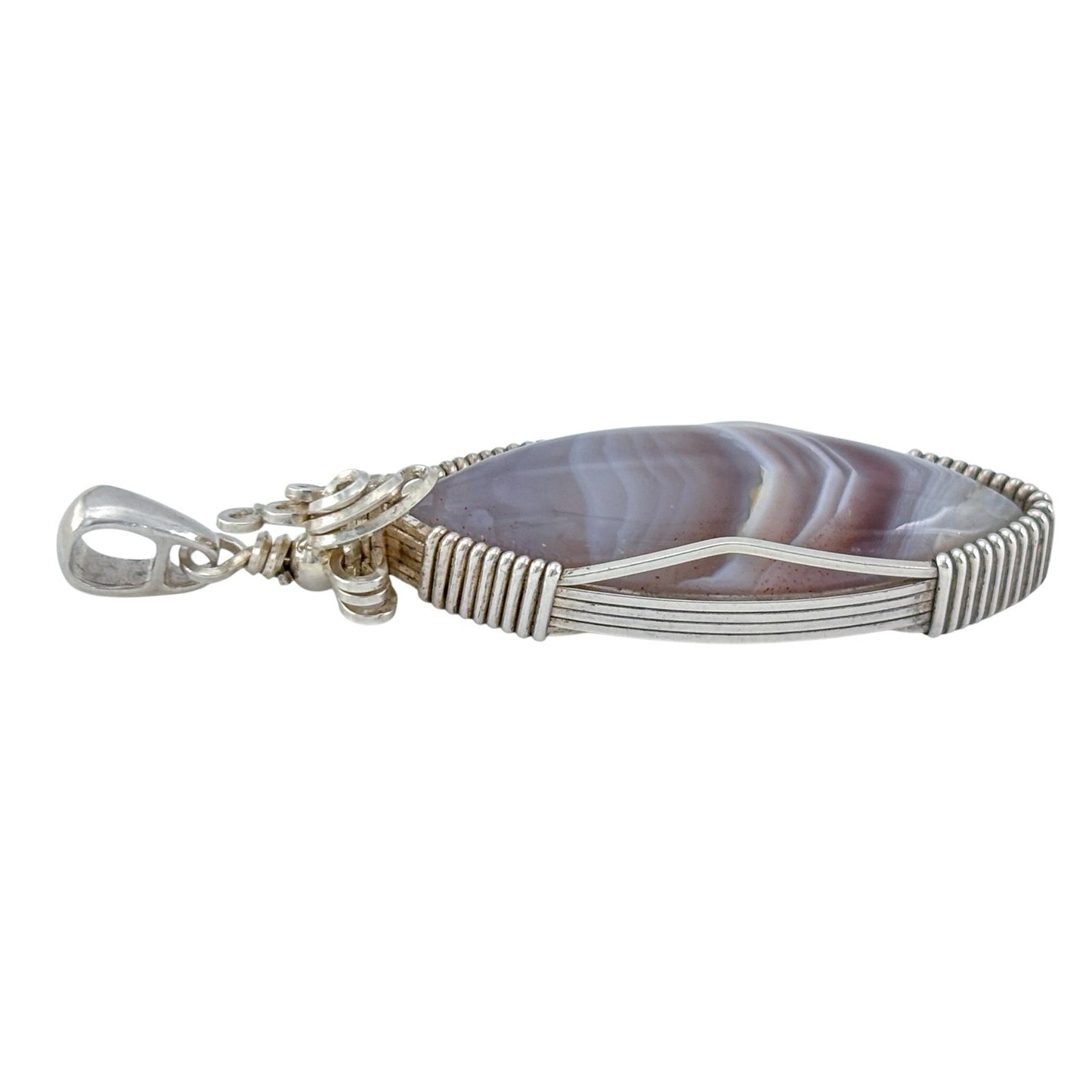 Vintage Sterling Silver 925 Banded Agate Pendant