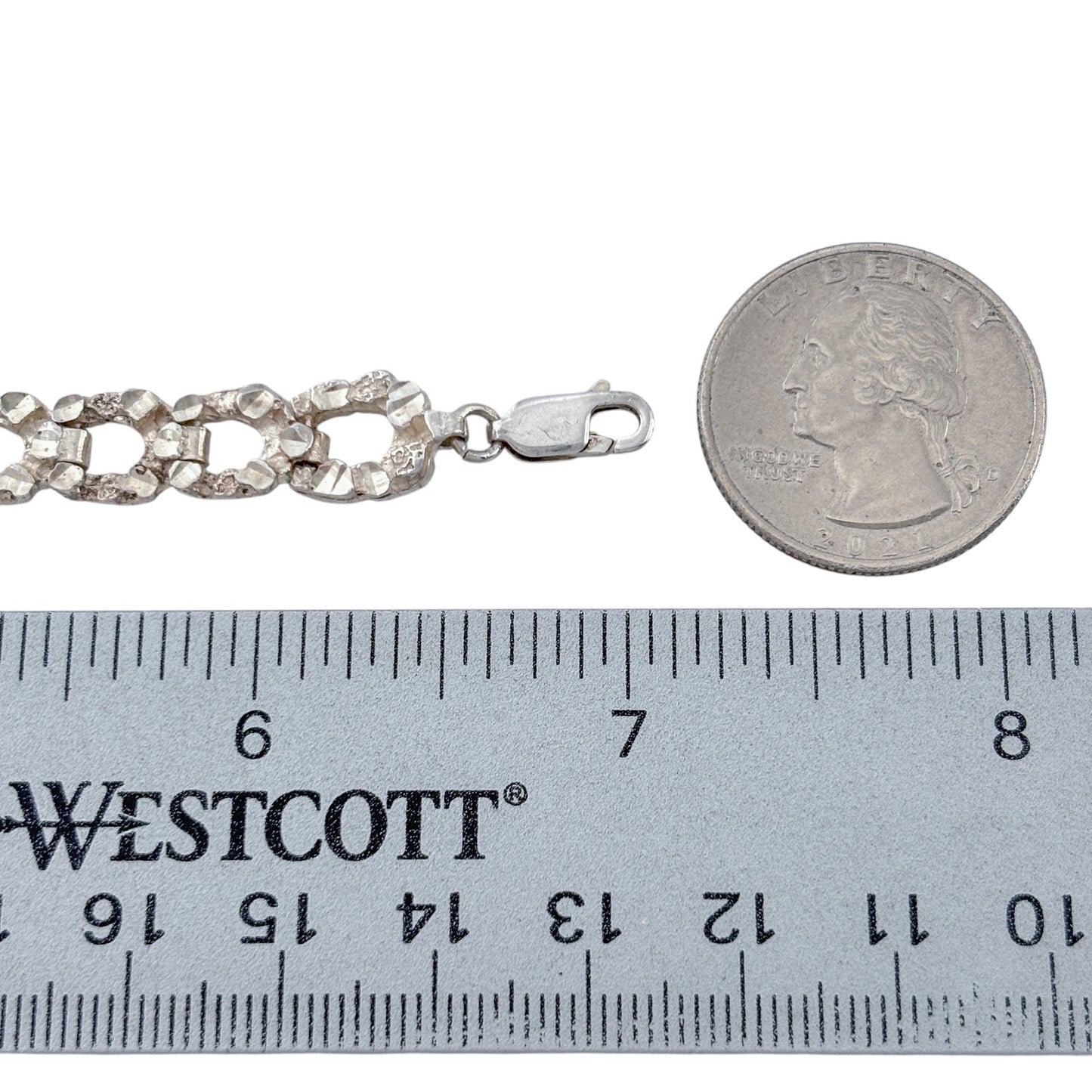 Vintage Sterling Silver 925 Textured Link Bracelet 7"