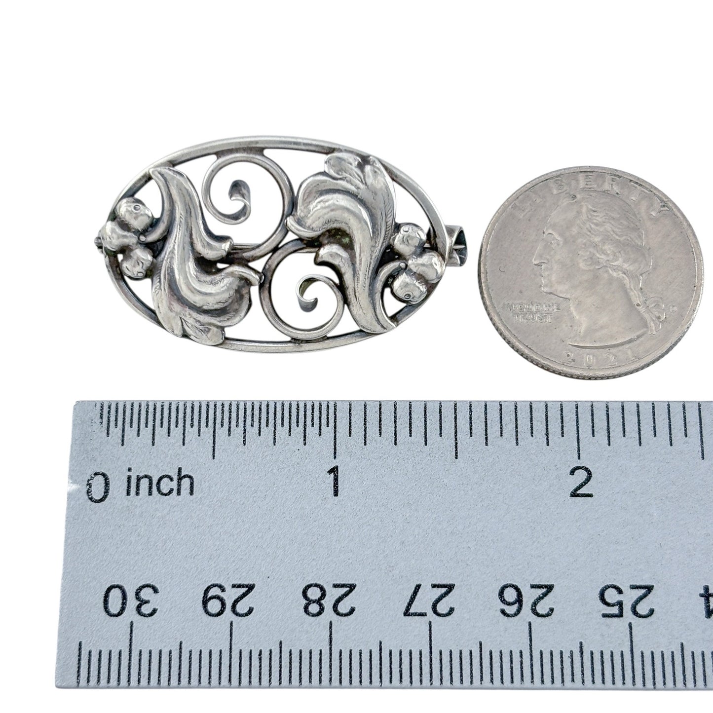 Vintage Sterling Silver 830 Art Nouveau Brooch
