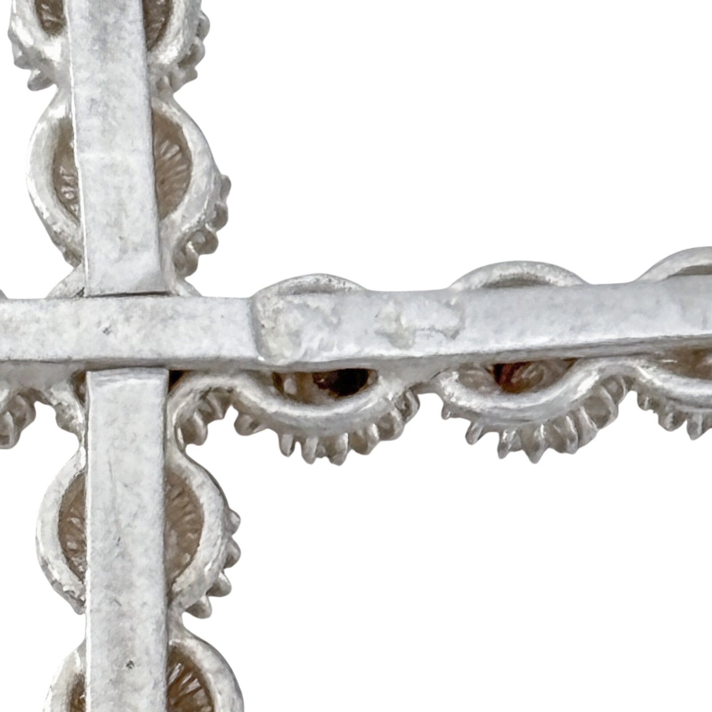 Vintage Sterling Silver 925 Flower Button Cross Pendant