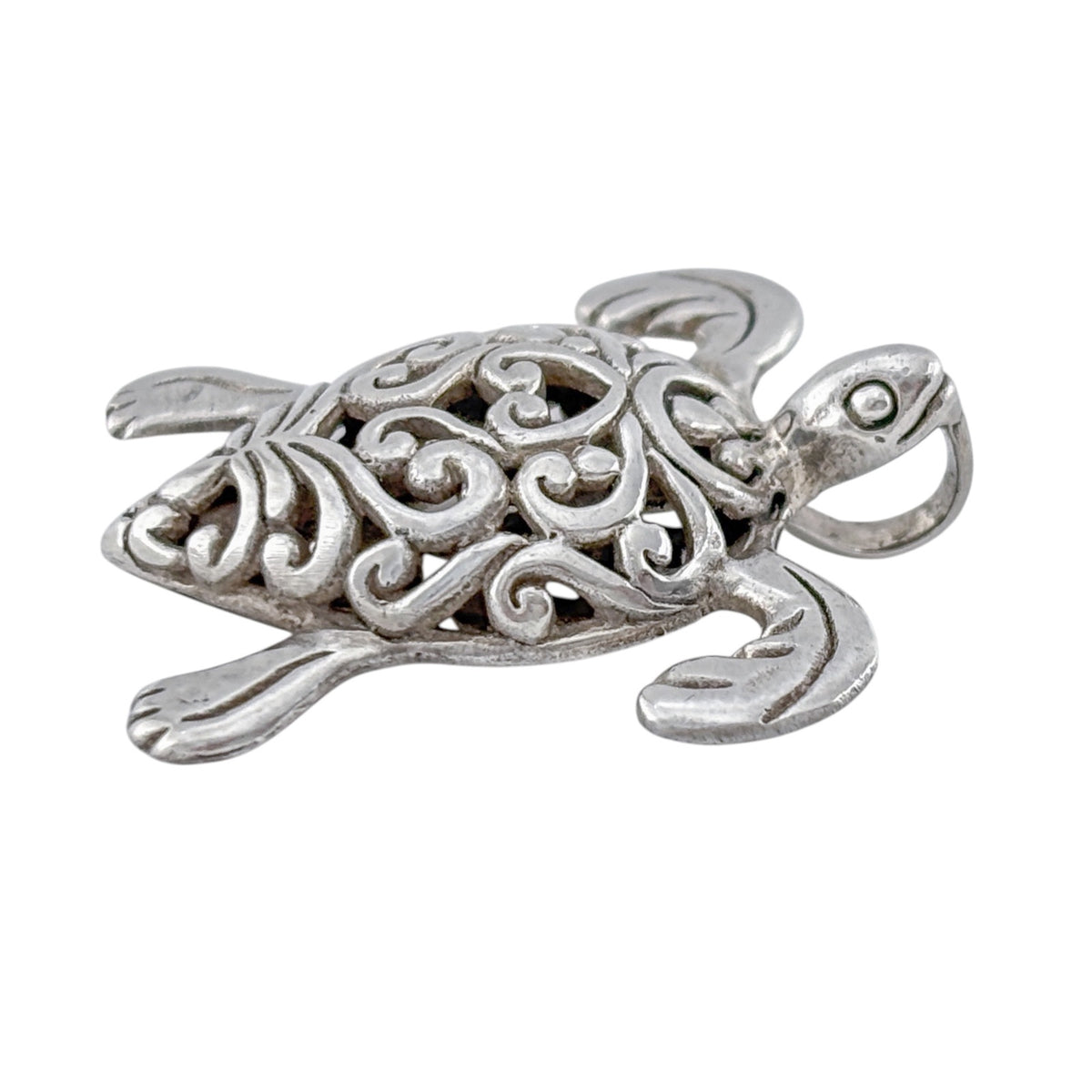Vintage Sterling Silver 925 Filigree Sea Turtle Pendant