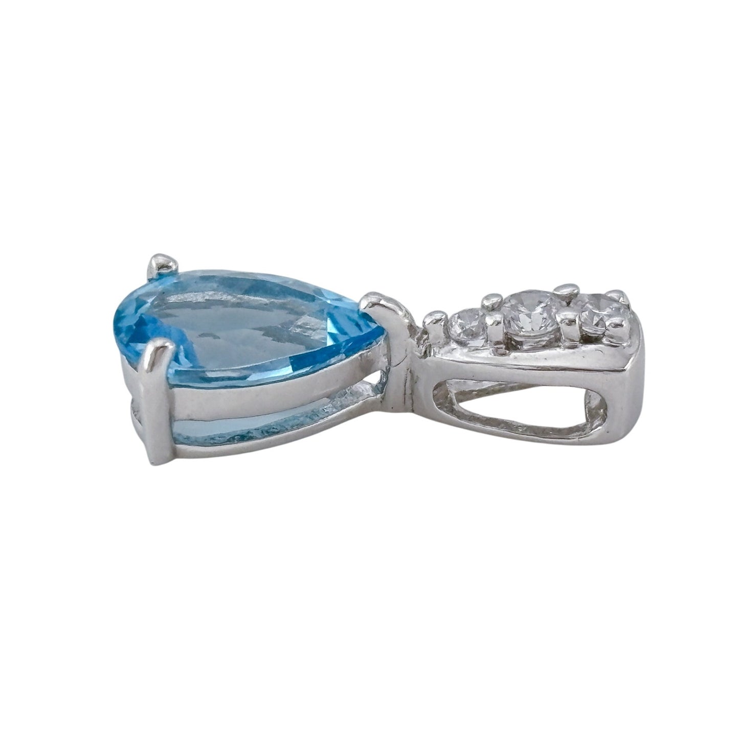 Vintage Sterling Silver 925 Blue Cubic Zirconia Pendant