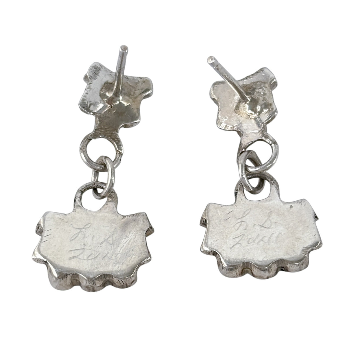 Vintage Sterling Silver 925 Zuni Petit Point Turquoise Earrings
