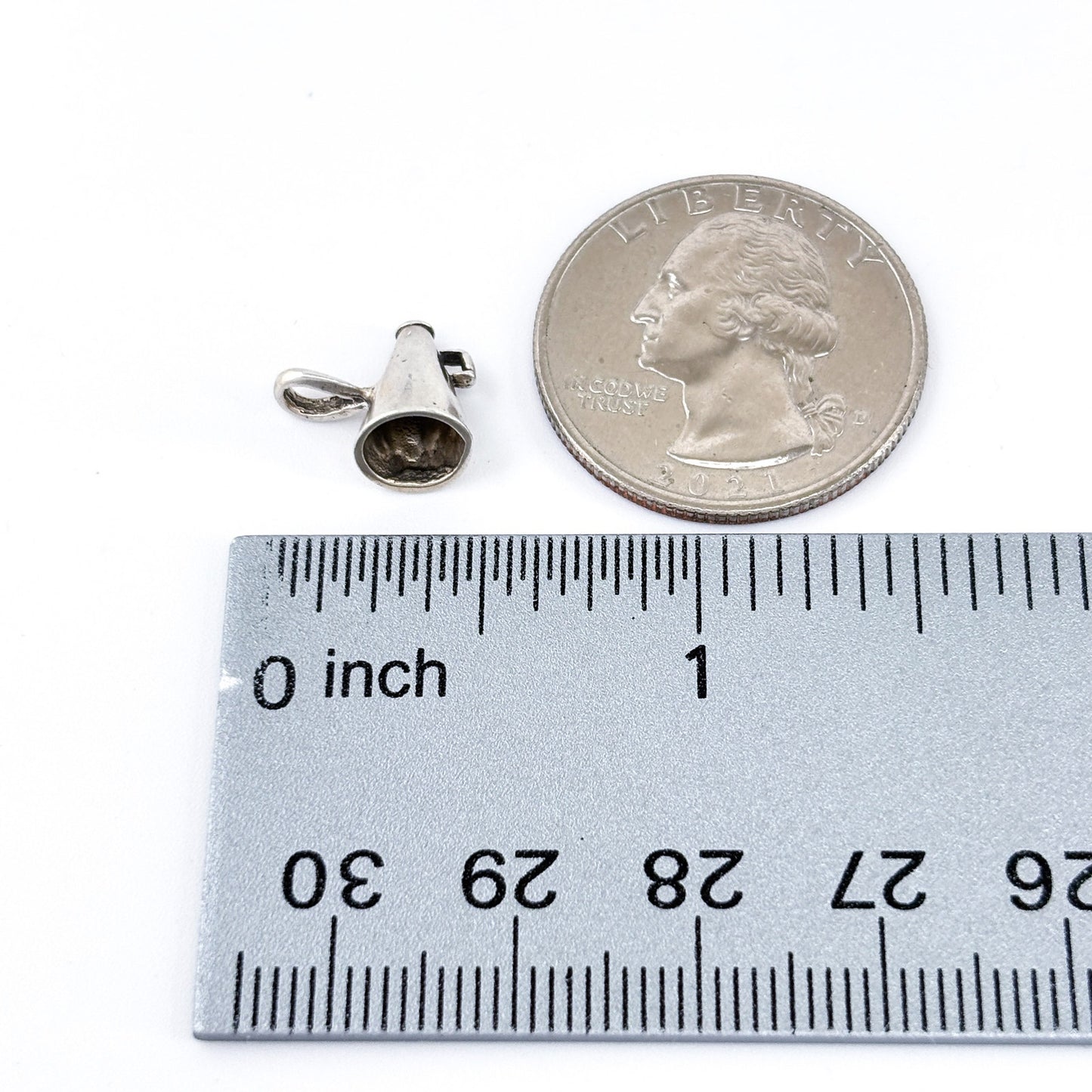 Vintage Sterling Silver 925 Cheer Megaphone Charm Pendant