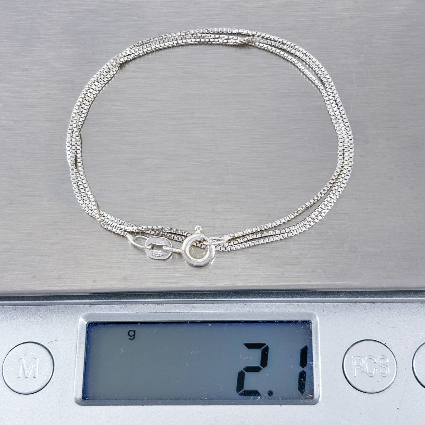 Vintage Sterling Silver 925 Box Link Chain Necklace 18"