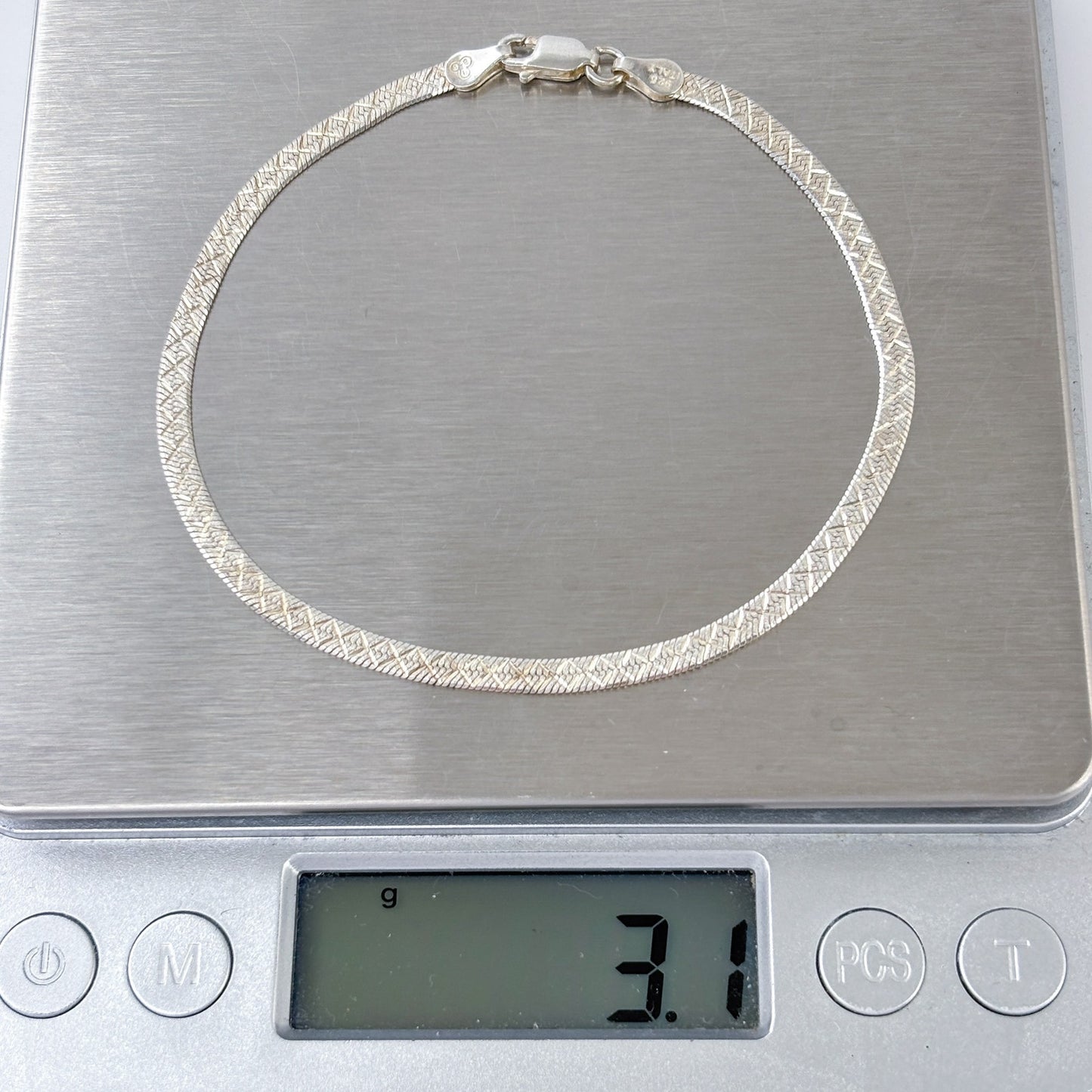 Estate Italy Sterling Silver 925 Herringbone Bracelet 8.25"