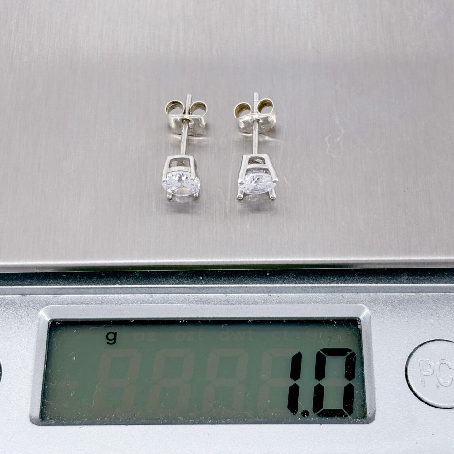 Vintage Sterling Silver 925 Cubic Zirconia Stud Earrings