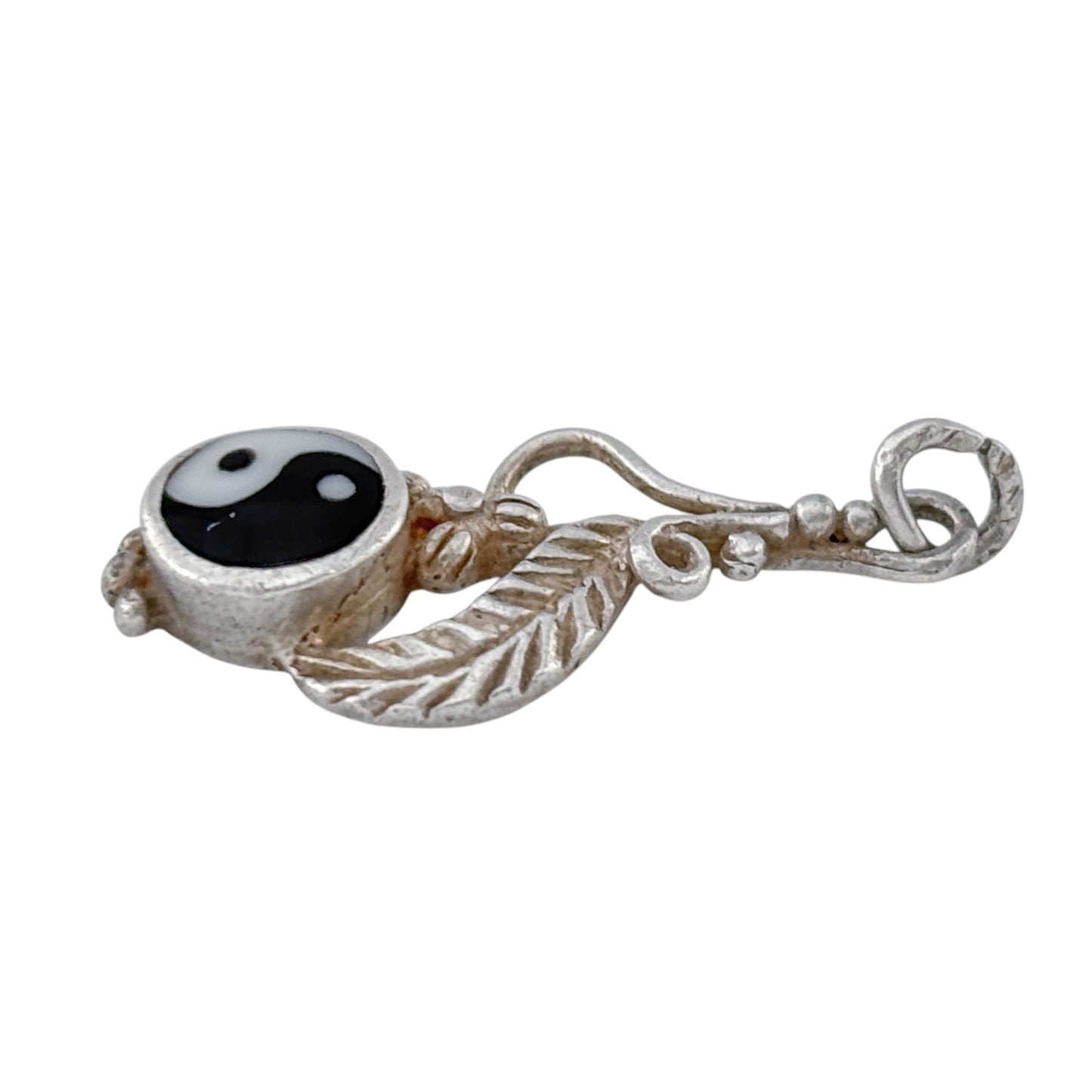 Vintage Sterling Silver 925 Yin Yang Feather Pendant