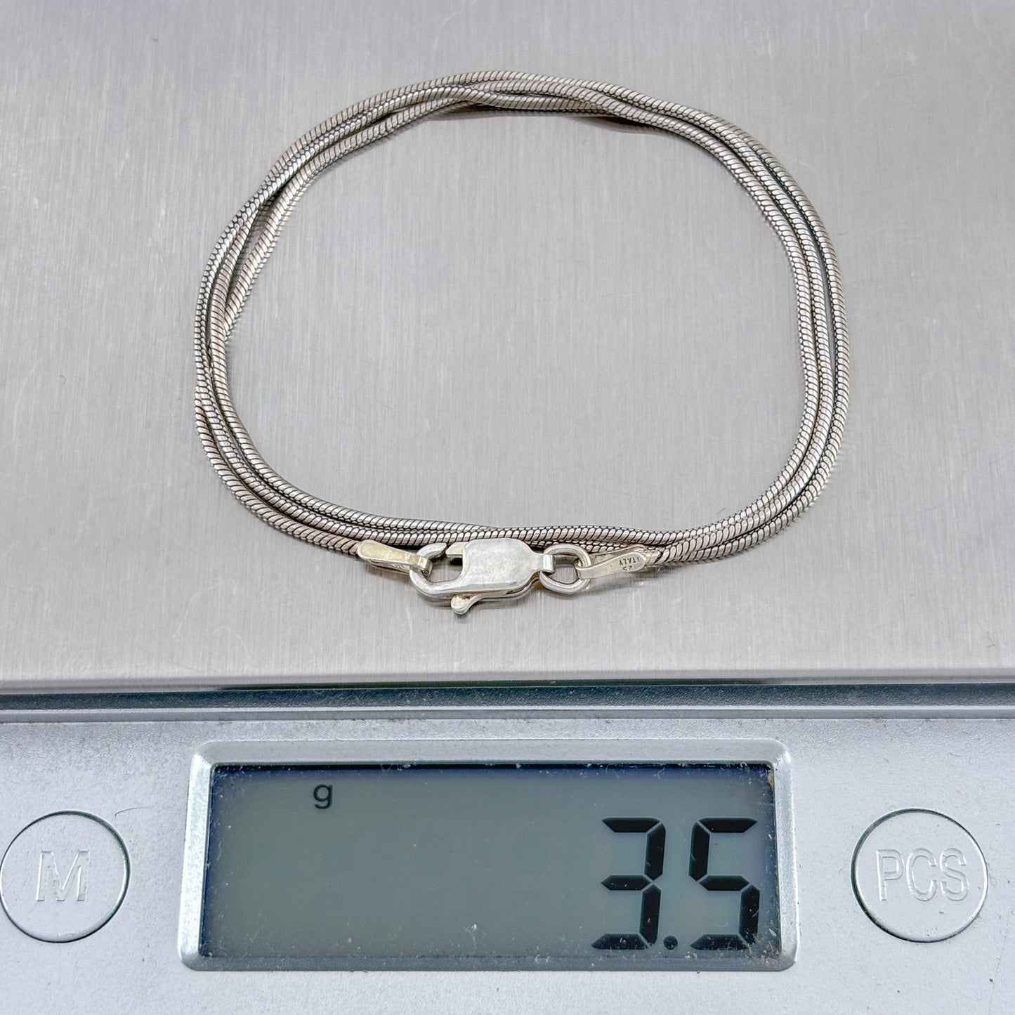 Vintage Italy Sterling Silver 925 Snake Chain Necklace 16.5"