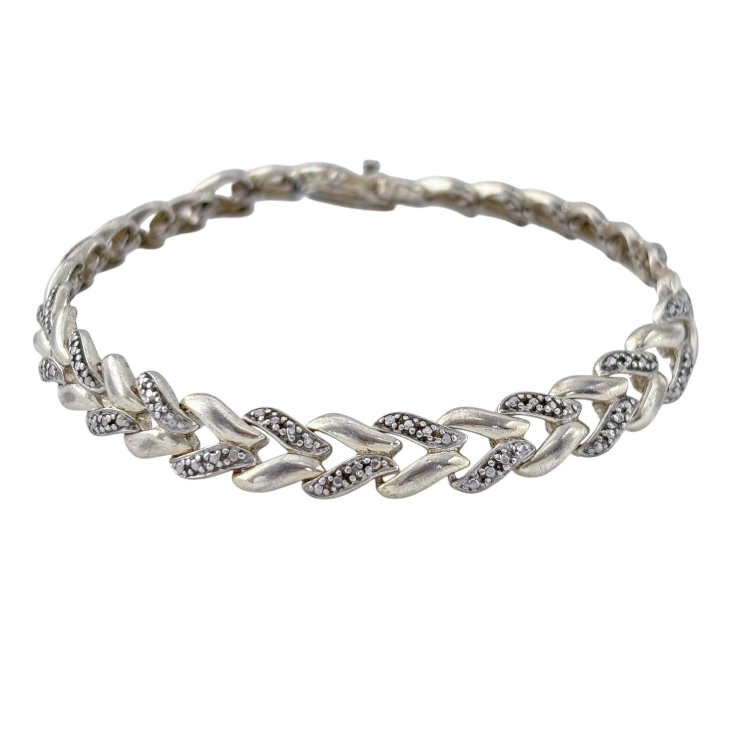 Vintage Sterling Silver 925 Studded Link Bracelet 7.25"