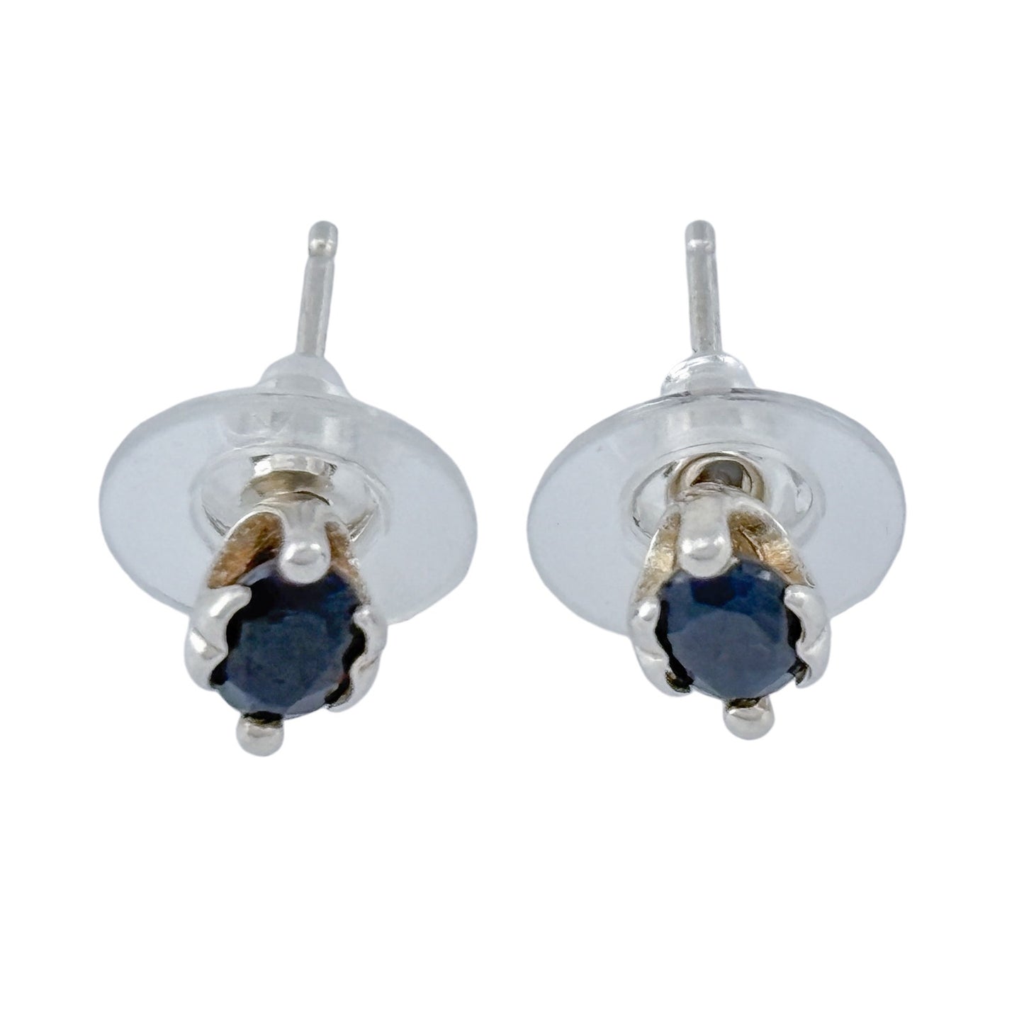 Vintage Sterling Silver 925 Sapphire Oval Stud Earrings